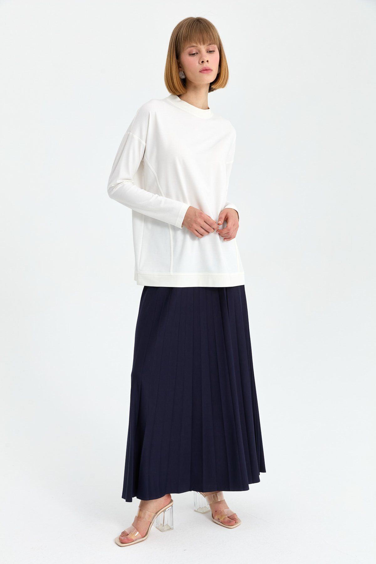 Nihan-Ecru Colored Knitted Basic Blouse 5