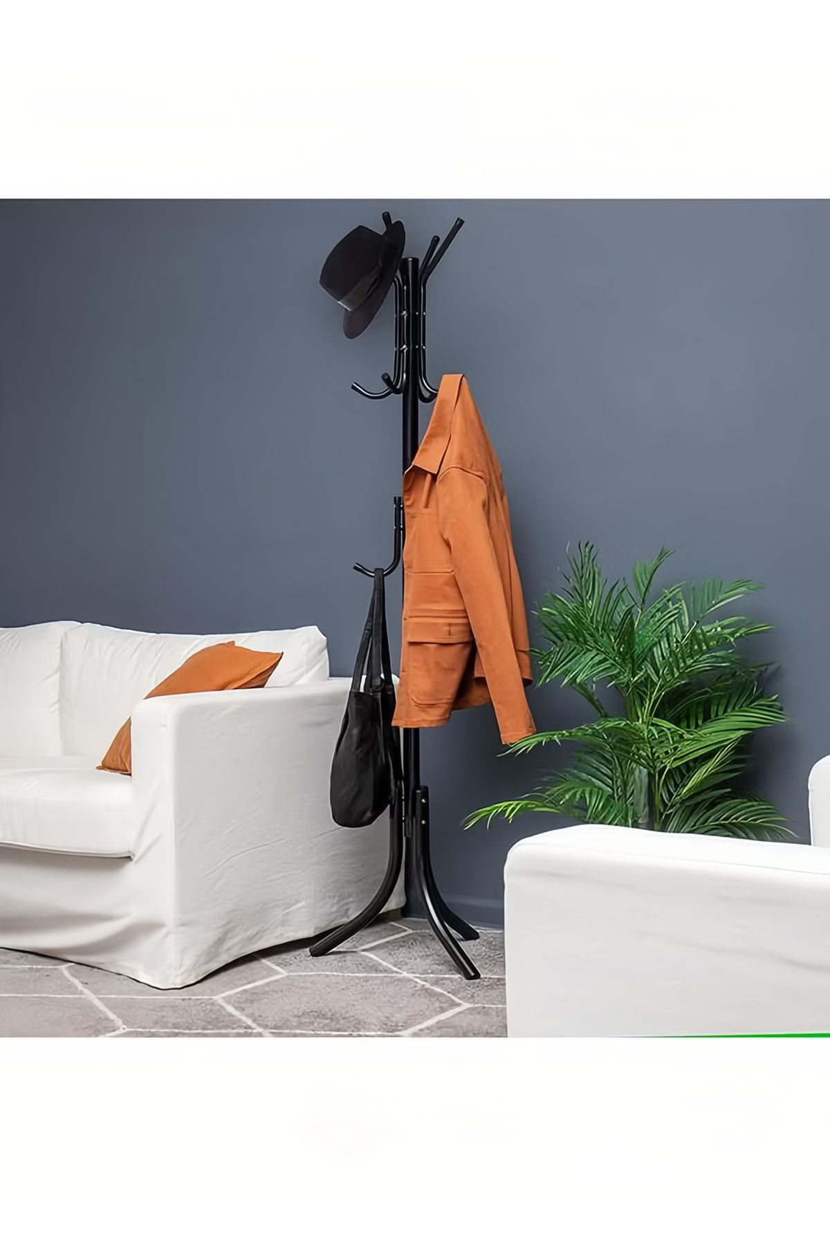 COOYA-Standing Metal Coat Rack Hat Hanger 11 Hook for Jacket,Purse,Scarf Rack,Easy to Assemble,Black 5