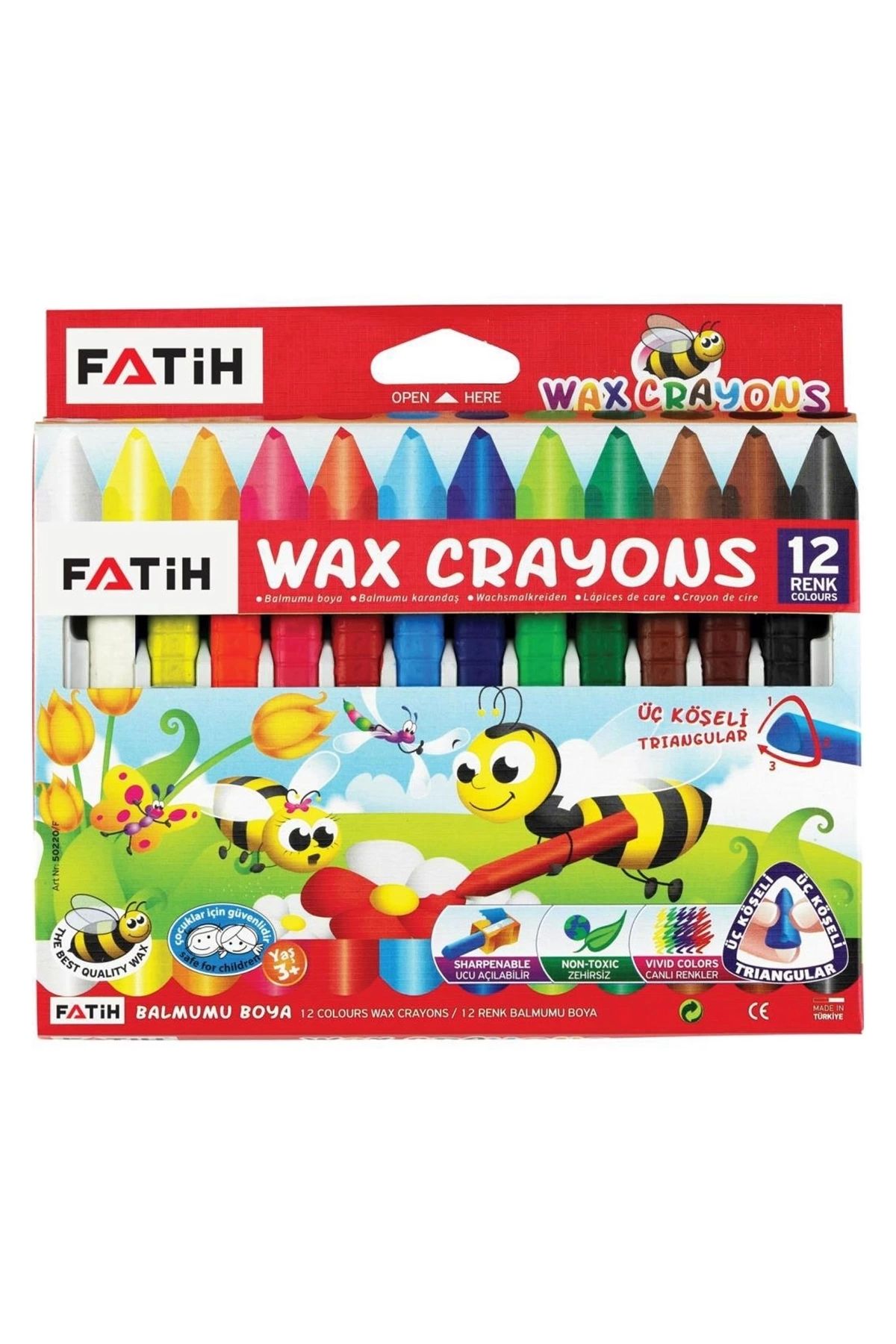 YenisiniAl Fatih 50290 Mum Pastel Boya Triangular Üçgen Crayons 12 Renk