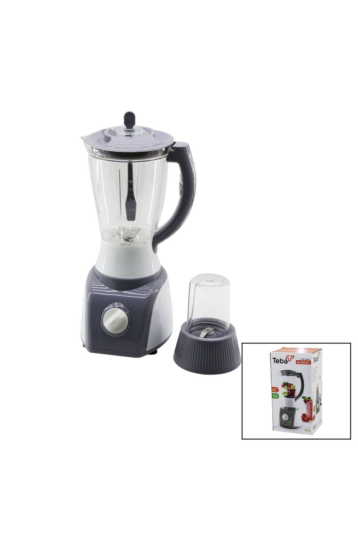 Kapamarka TEBA TSW-1800 BUZ KIRICIÇOK AMAÇLI BLENDER DOĞRAYICI 2PCS HAZNE - BIÇAK SİSTEMİ=2.5LT 2 KADEME HIZ+