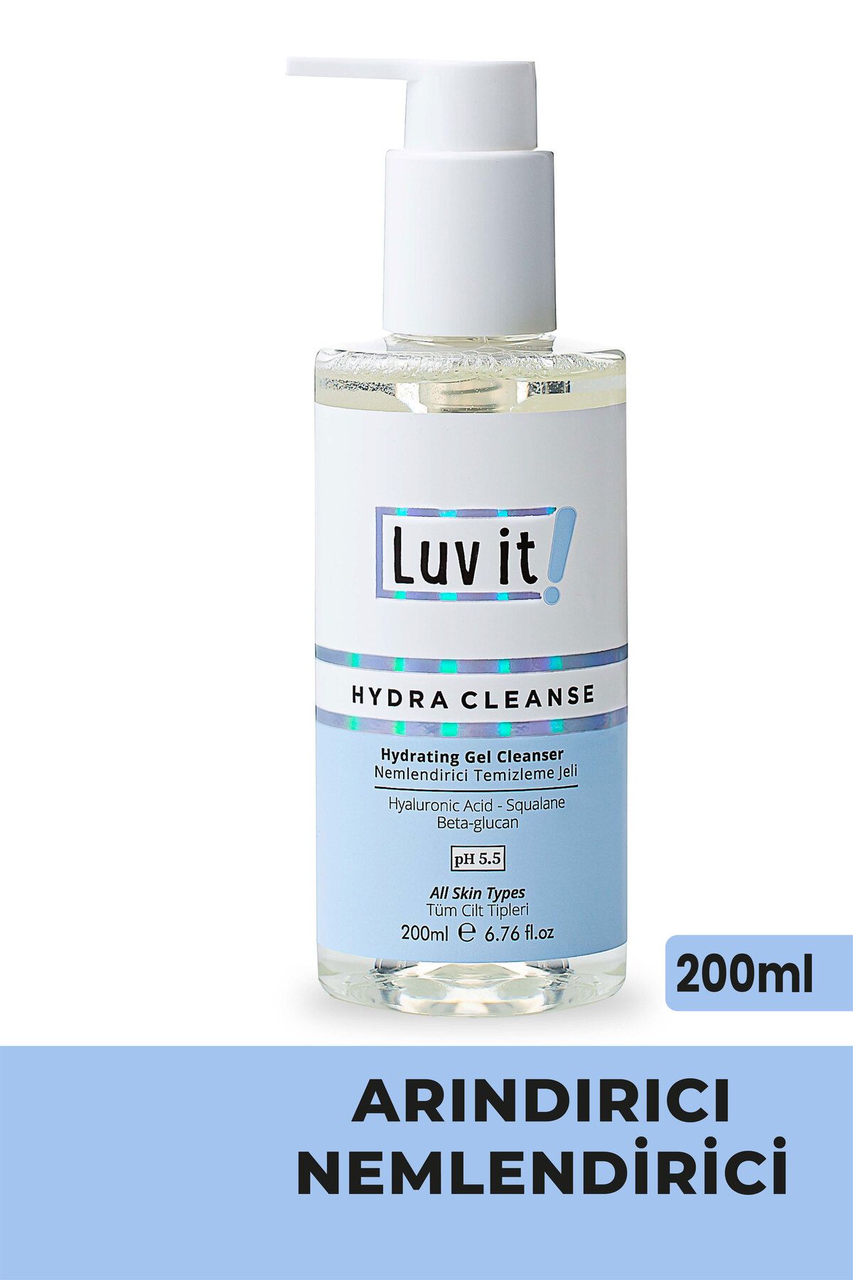 پاک کننده صورت مرطوب کردن ژل تمیز موثر پوست خشک و 200 میل Luv it!