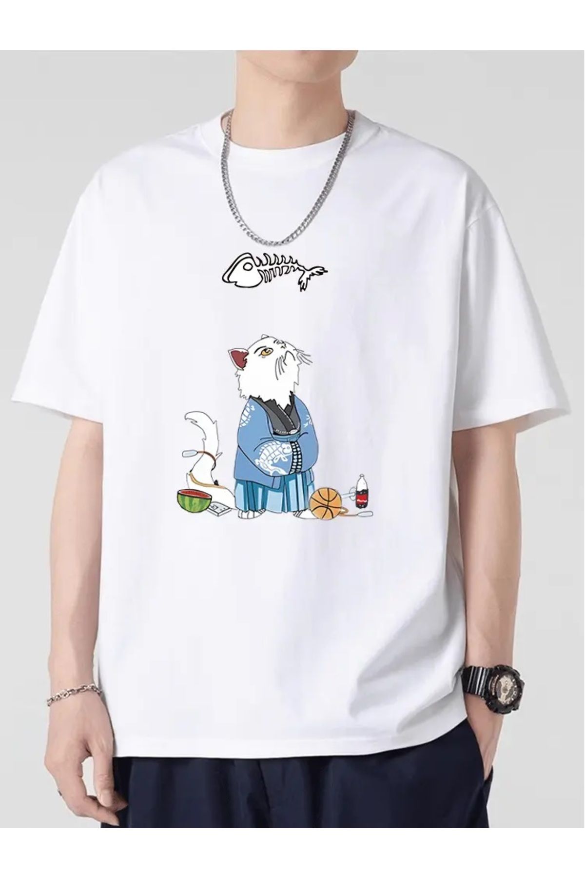 Touz Moda-Μπλουζάκι Unisex Oversize Samurai Cat 1
