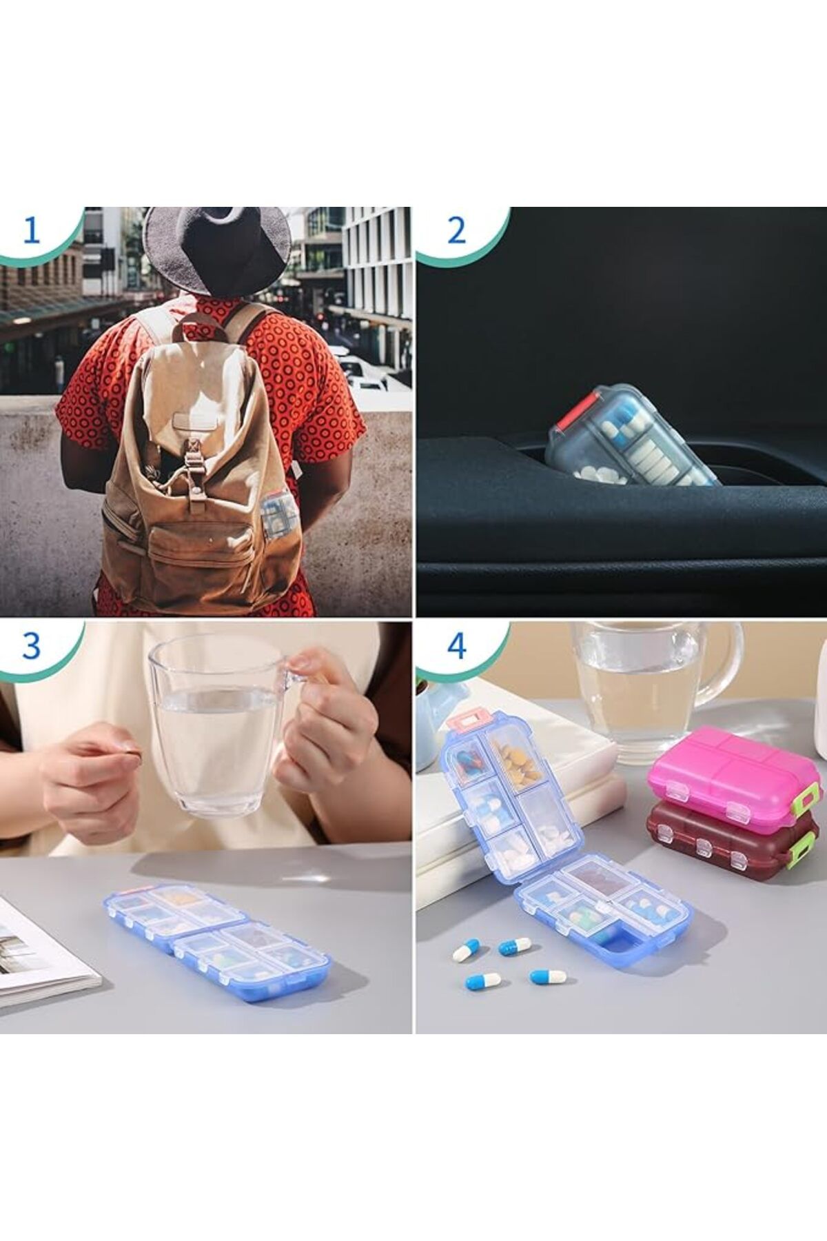 Arabest-10 Compartments Travel Pill Case, Compact and Portable Pill Box, Perfect for On-The-Go Storage 6