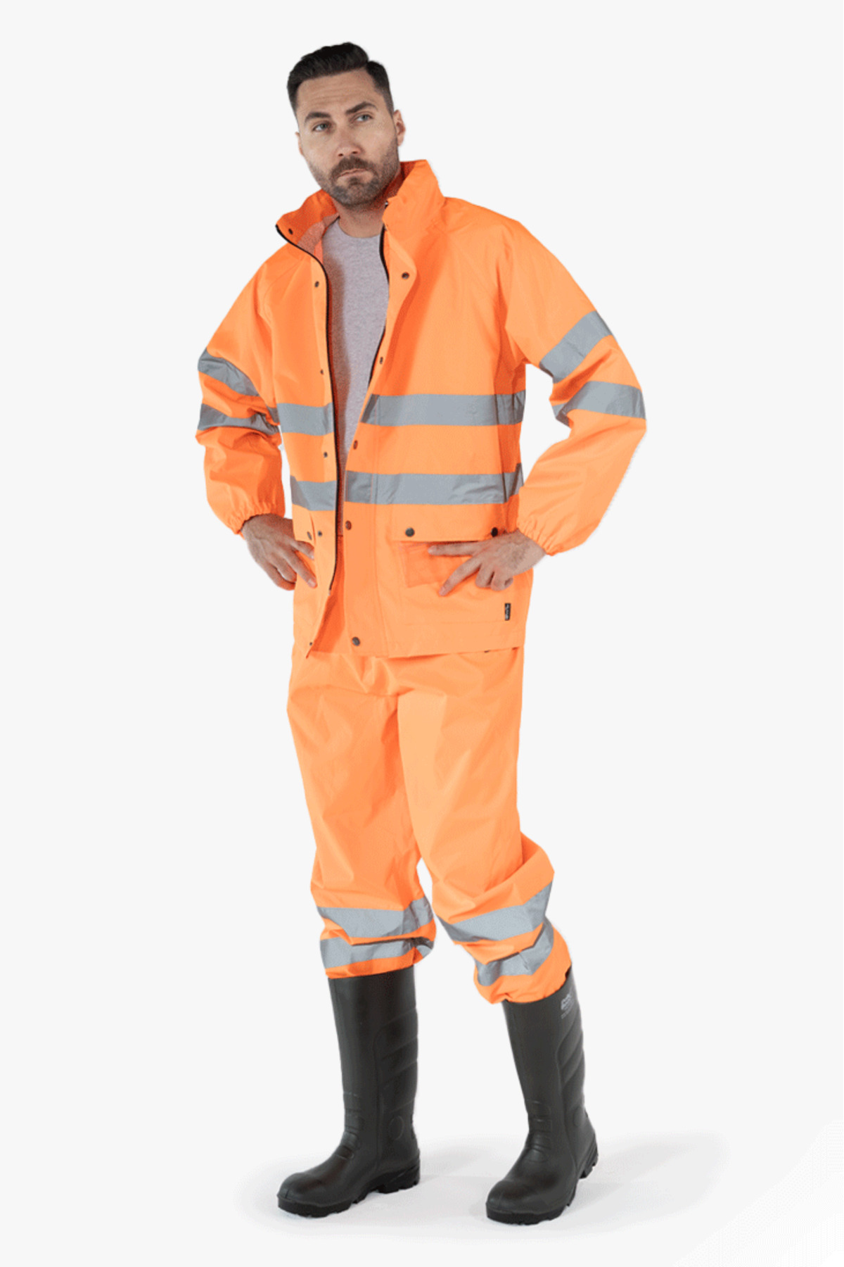 Hi - Vis Reflektörlü Yağmurluk Takım — نارنجی OWL 8100 — تصویر 4 از 6