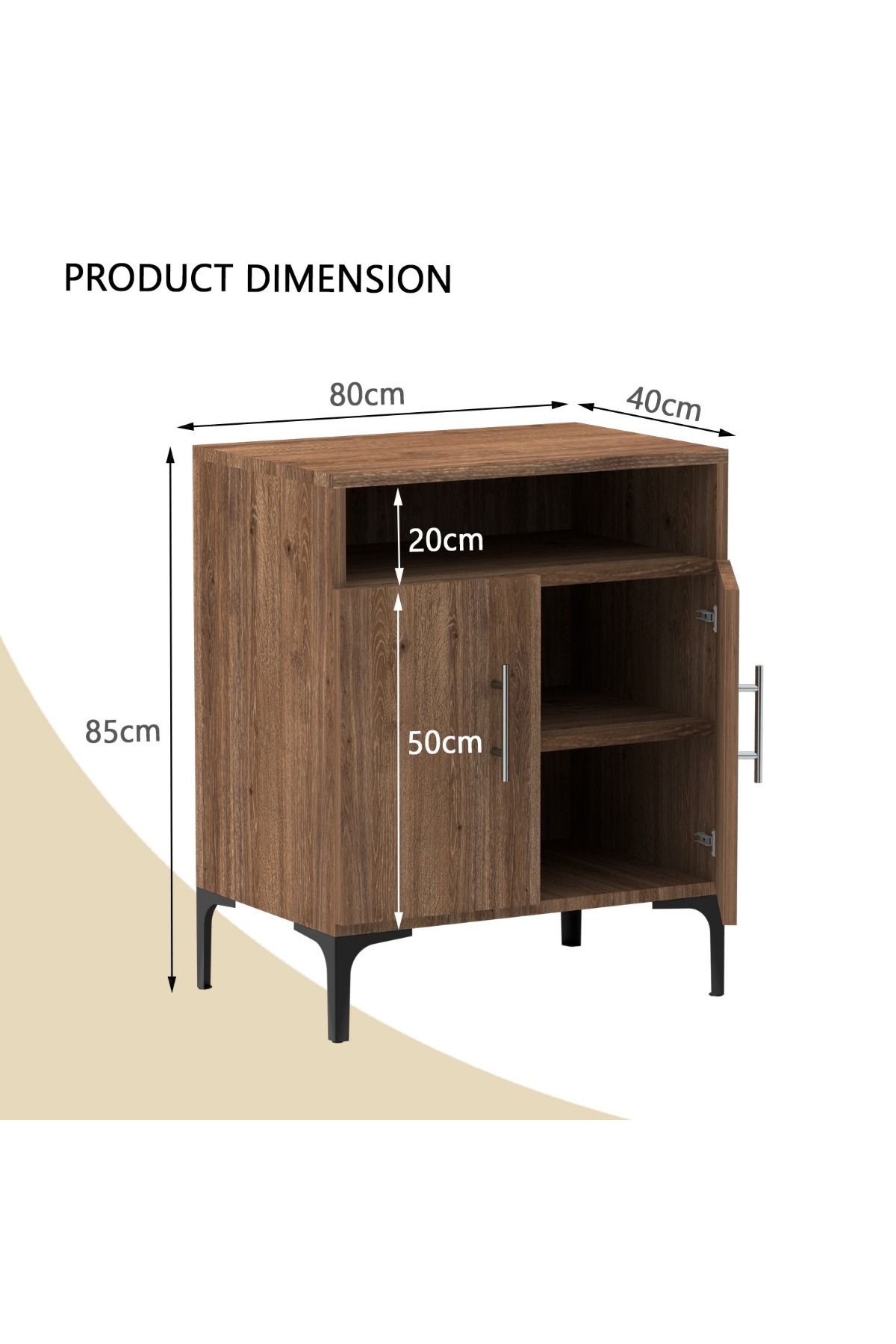 Mahmayi-Medium Height Cabinet with 2 Door Storage and Single Open Shelf-Truffle Davos Oak 2