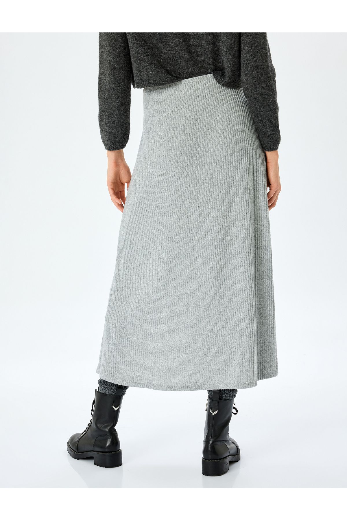 Koton-A-Line Midi Skirt with Button Detail and Slit 4