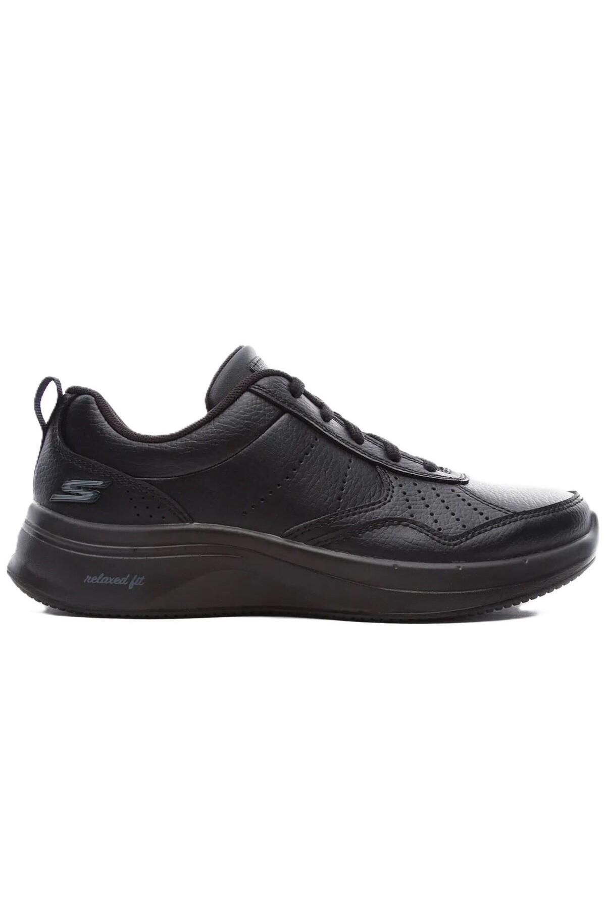 SKECHERS Go Walk Steady Womens Leather Sneaker Black Hakiki Deri Kadın Günlük Spor Ayakkabı Siyah