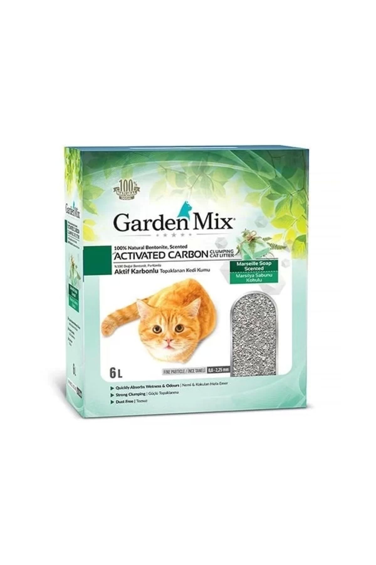 GLIMMERY Garden Mix Bentonit Aktif Karbon Marsilya Sabun Kokulu Kedi Kumu 6 Lt