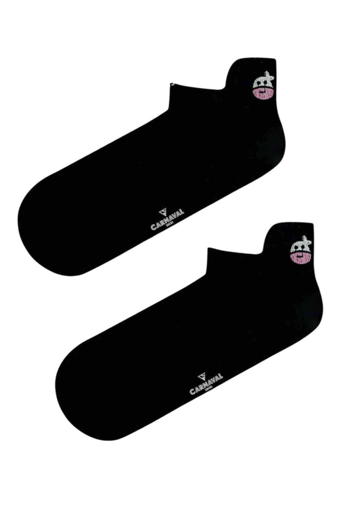 CARNAVAL SOCKS Siyah İnek Nakışlı Patik Spor Çorap