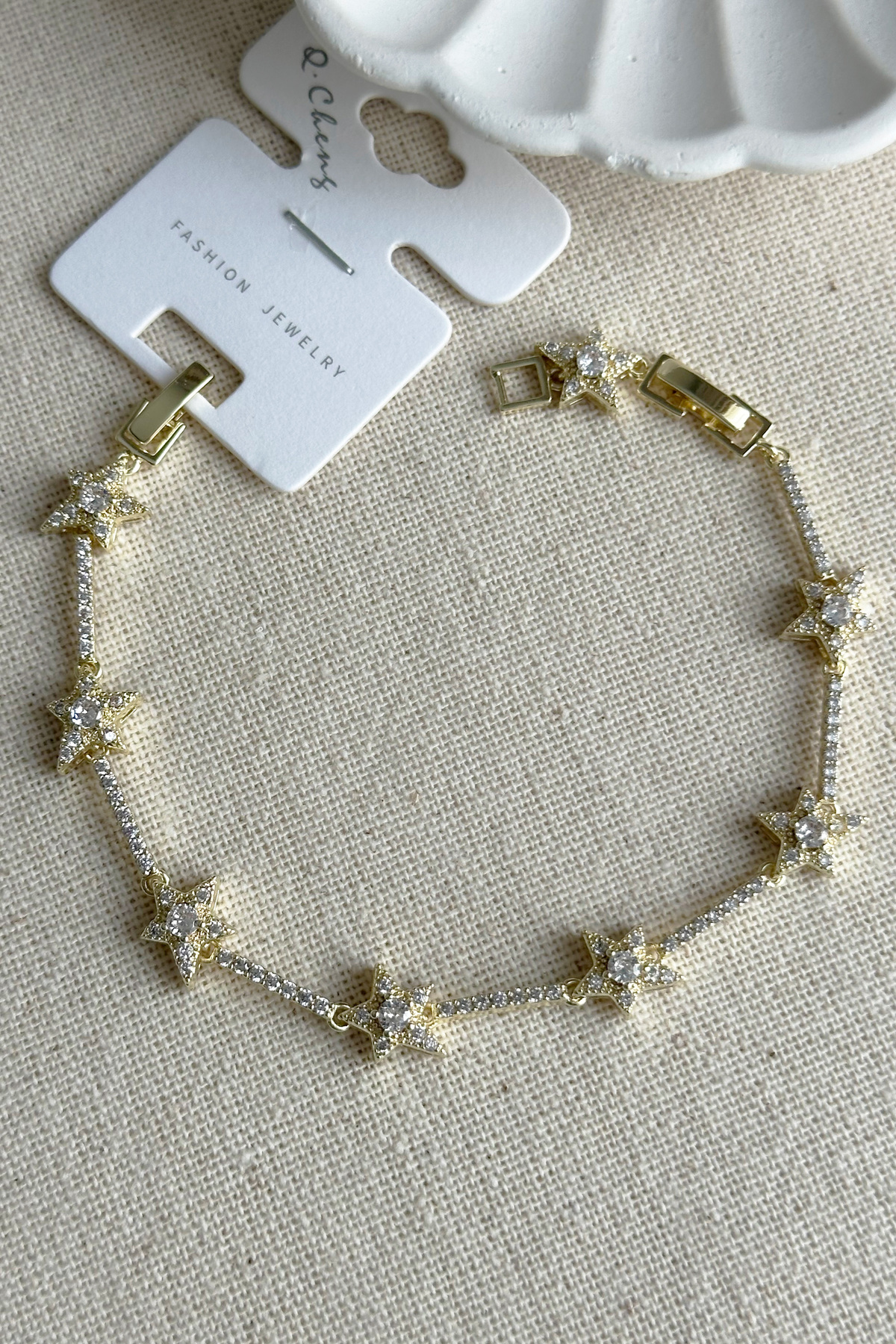 MODA Caprea Q.Cheng 14 K. 17+2 cm Taşlı Yıldız Bileklik Kadın Altın Renkli Karamaz Bileklik görsel 3