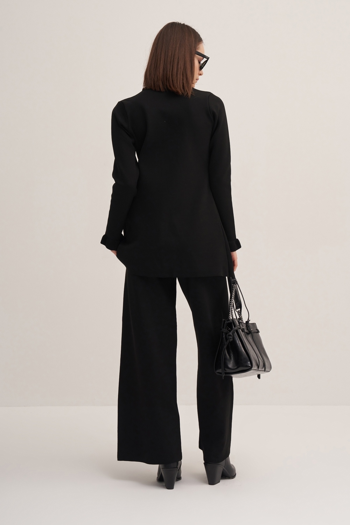 ebu prive  Kadın Premium Uzun Triko Hırka Siyah - Görsel 6