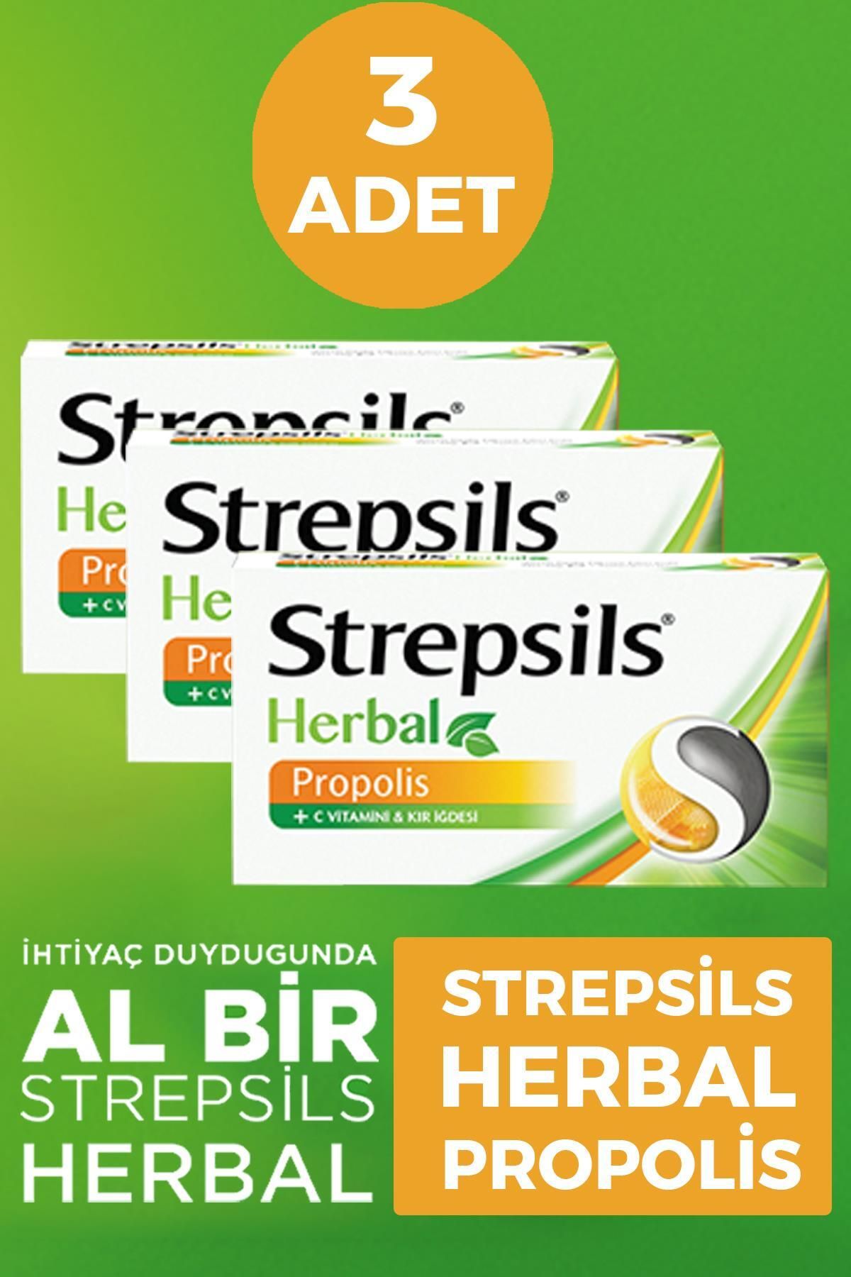 STREPSİLS Strepsils Herbal Propolis Aromalı 16 Pastil 3 Adet