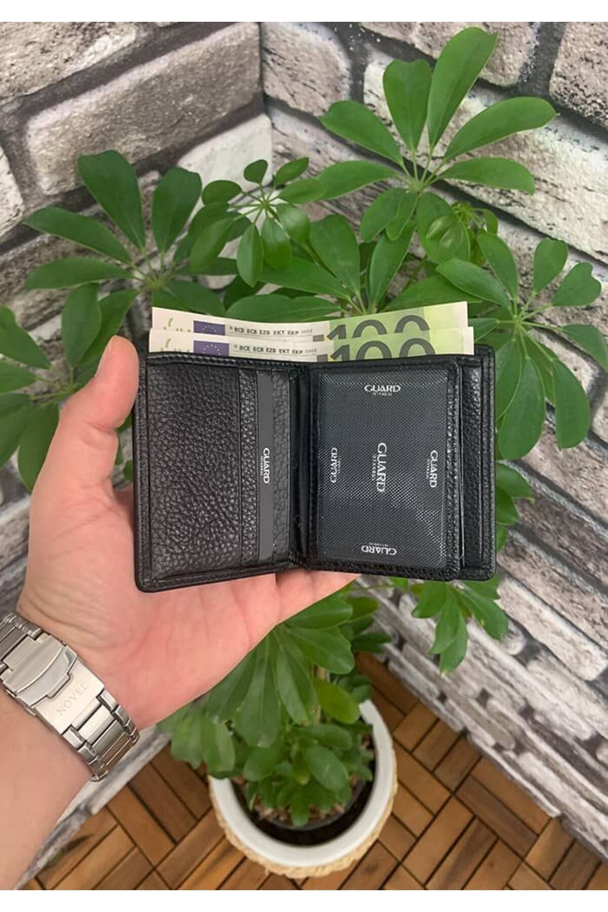 GUARD-Dustin Black Genuine Leather Men's Wallet P706 3