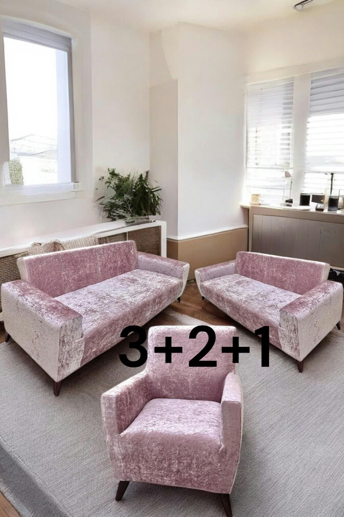 Gibella Kadife 3+2+1 Koltuk Örtüsü Esnek Lastikli Leke Tutmaz Solma Yapmaz Koltuk Kılıfı