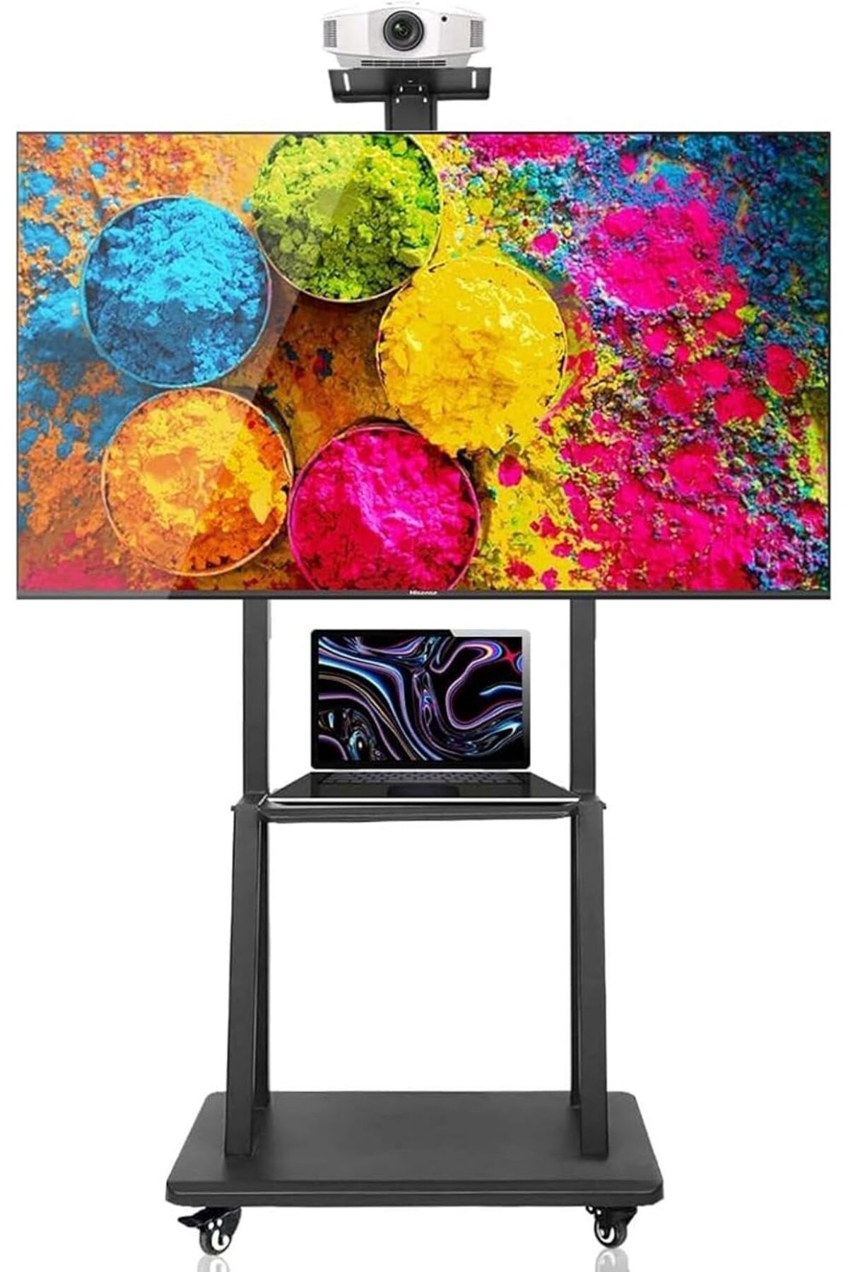 SKY TOUCH 32-70" Hareketli TV Standı Yükseklik Ayarlı, Tekerlekli ve Çift Raflı