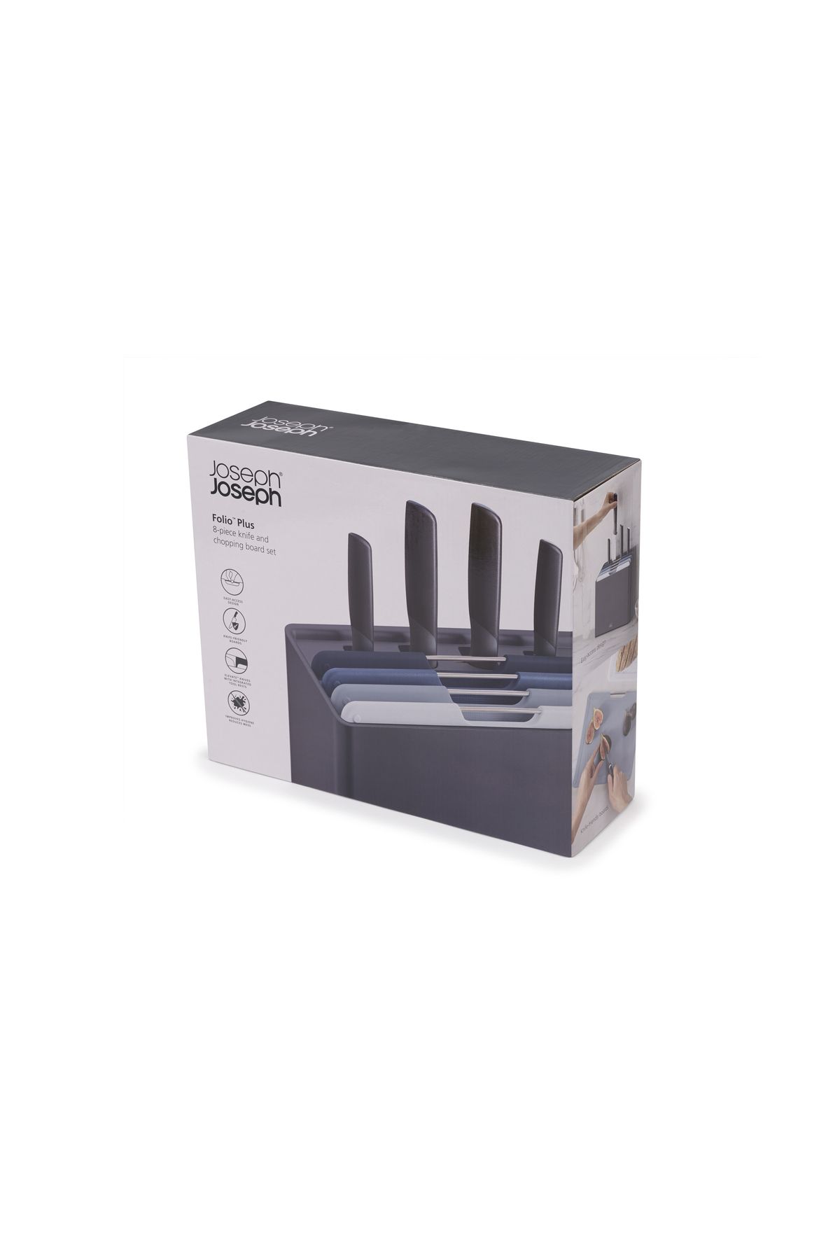 Joseph Joseph-Folio Plus Chopping Board with Knife Set 8pc Graphite 4