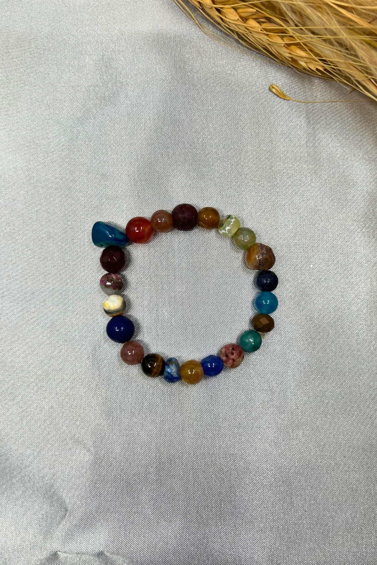 Suerte Accessories-Star Stone - Aquamarine, Agate, Citrine, Tibetan, Coral, Ruby Tiger Eye Natural Stone Chakra Bracelet 4