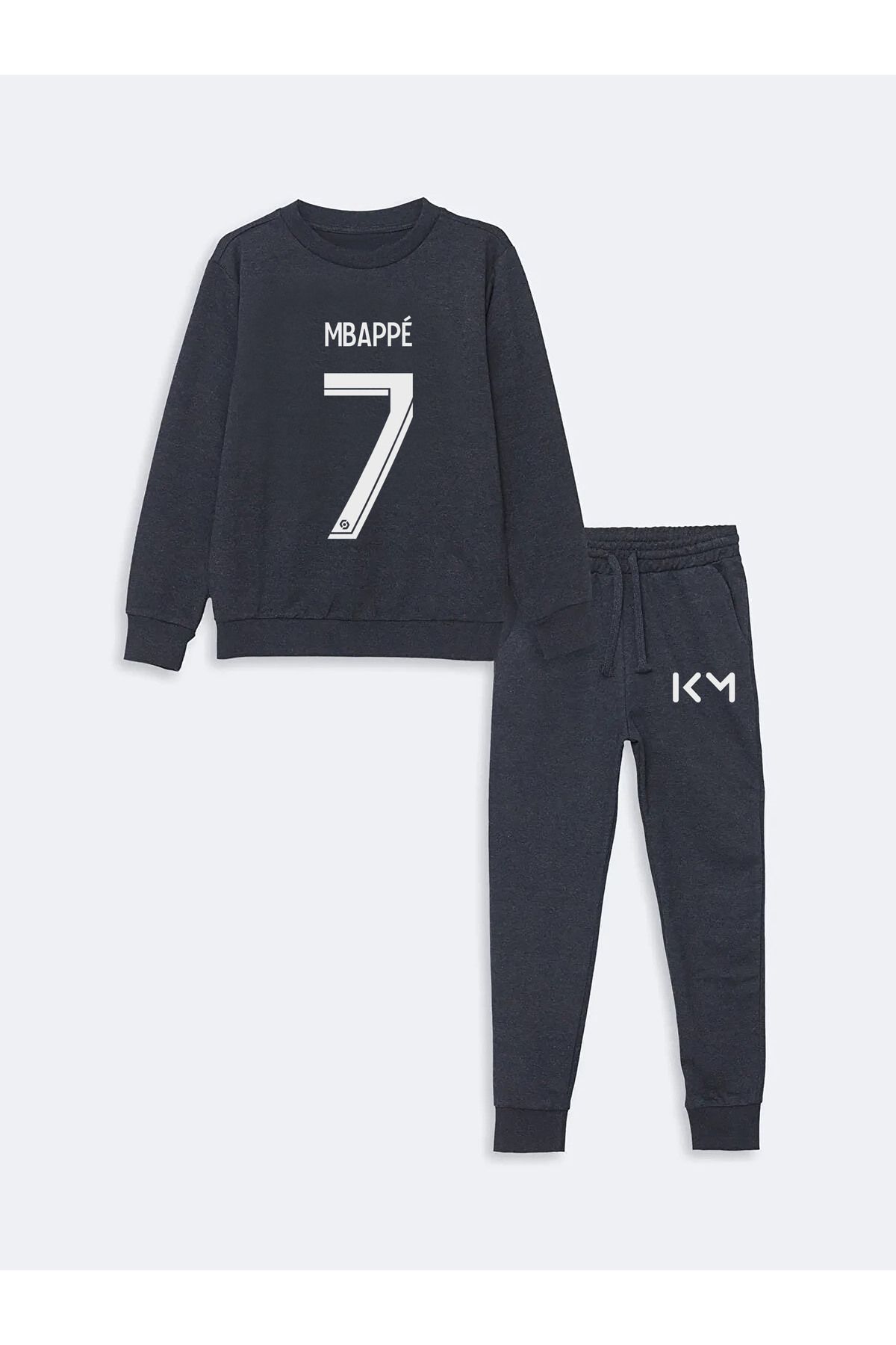 Darkia-Kylian 3 Yarn Printed Kids Crew Neck Sweathisrt Anthracite Tracksuit Set 1