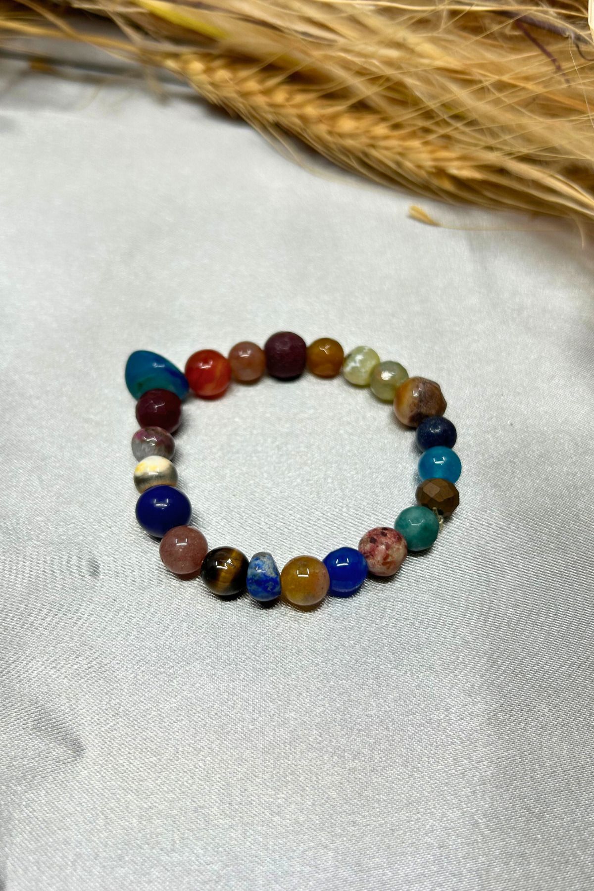 Suerte Accessories-Star Stone - Aquamarine, Agate, Citrine, Tibetan, Coral, Ruby Tiger Eye Natural Stone Chakra Bracelet 3