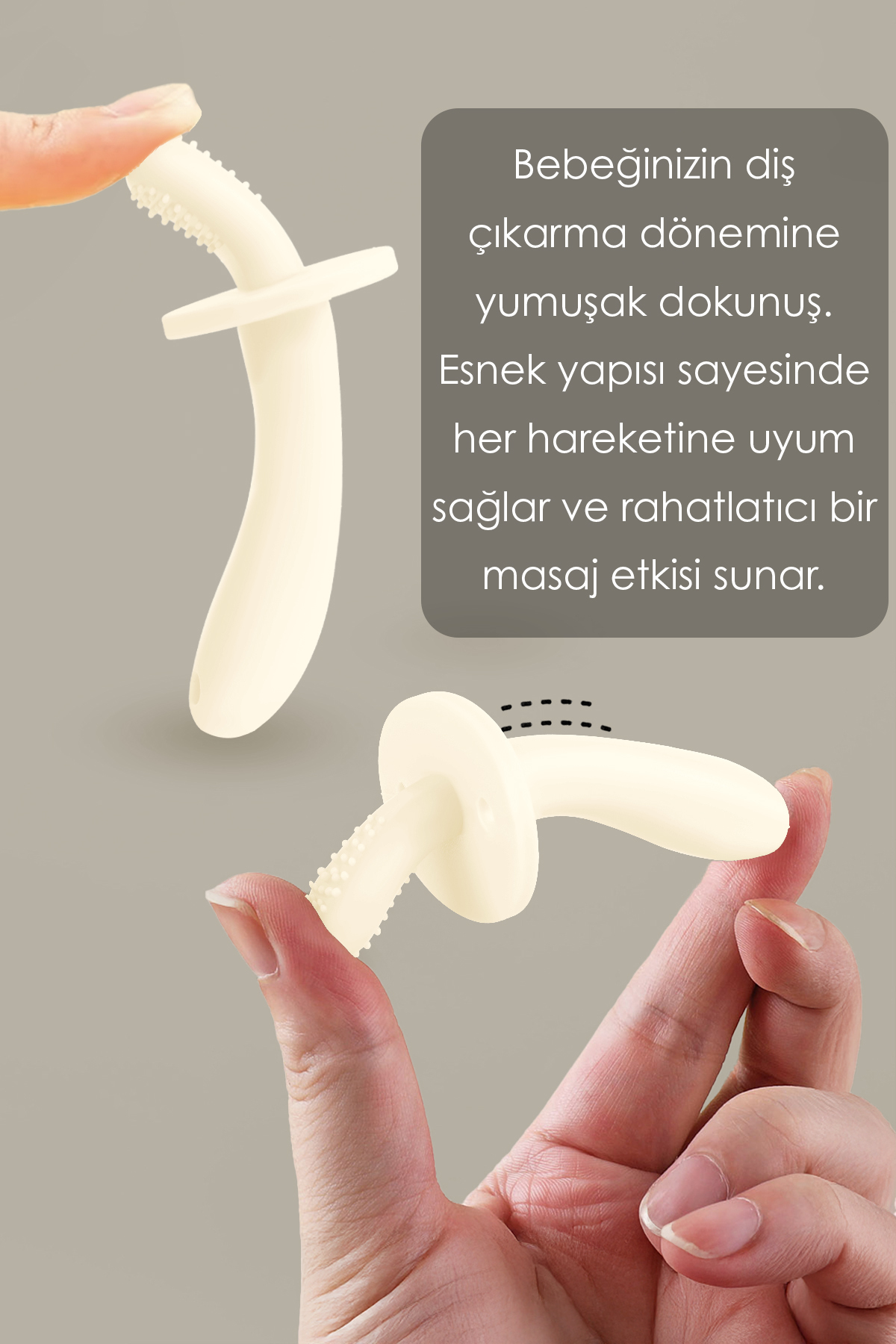 Meleni Baby Bebek Silikon Diş Kaşıyıcı Emzik - Bebek Diş Kaşıma Emziği Silikon Dişlik Bej fotoğrafı 2 (önizleme)