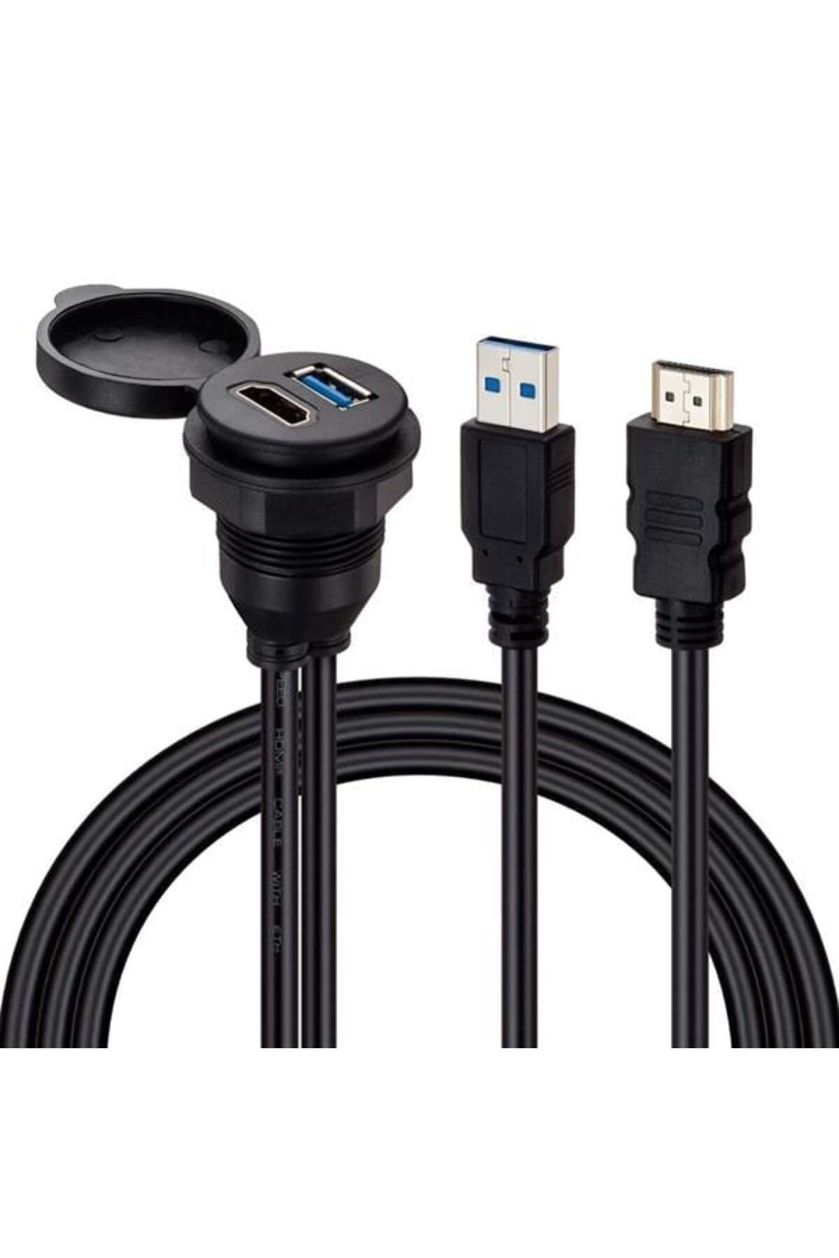 Genel Markalar Pm-12428 Araç Kontrol Paneli Usb 3.0 Hdmi Uzatma Kablosu Gömme Montaj