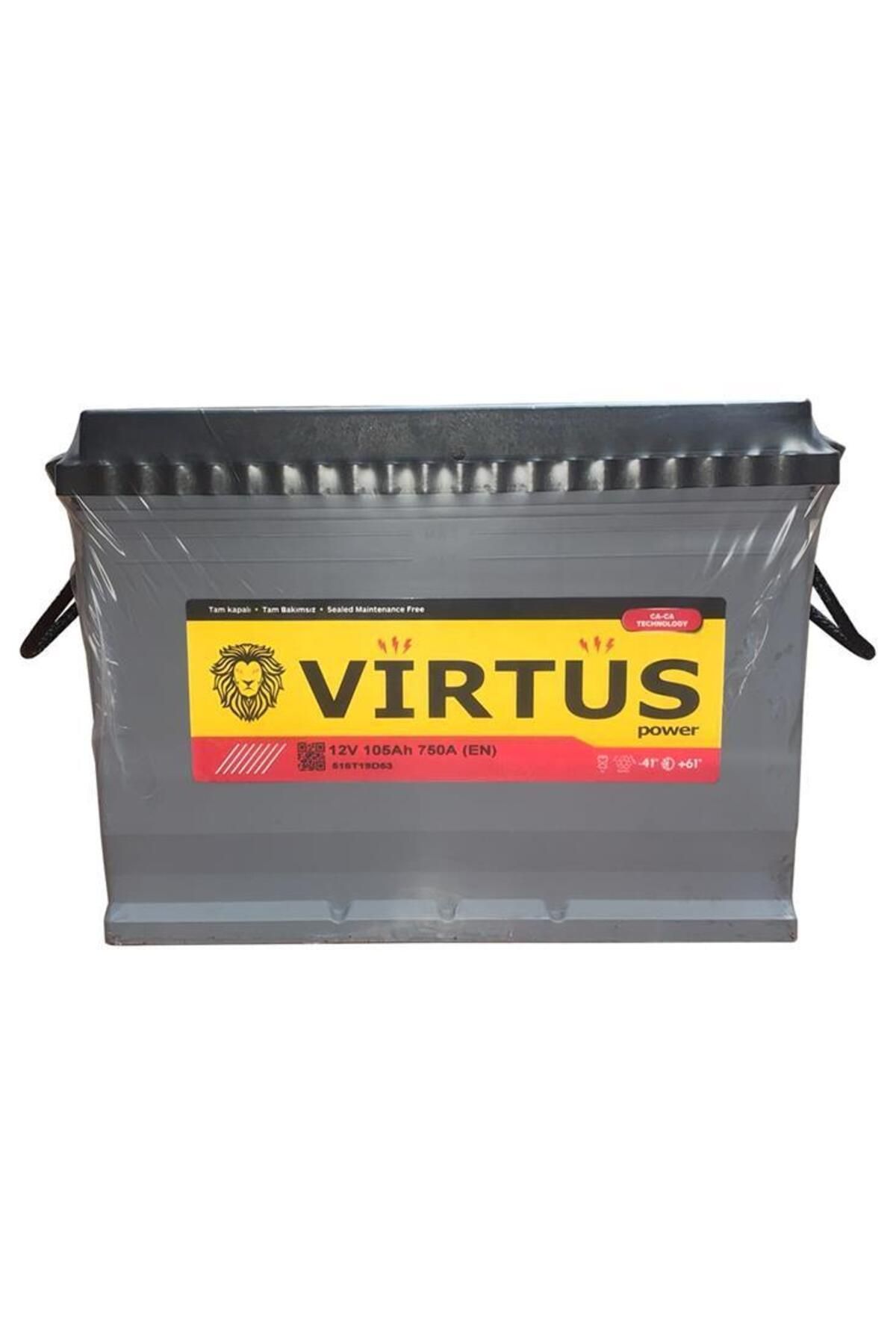 VIRTUS AKÜ 12 V 105 Ah. BAKIMLI H4 KUTU MF İND.SİZ 344x174x223