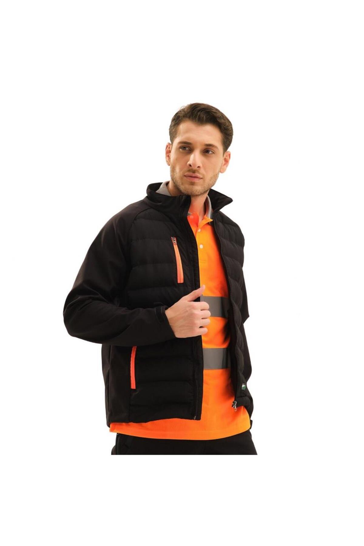 ™ Proline Özel Tasarım Turuncu Fermuarlı Mont — مشکی SM22 — تصویر 5 از 5