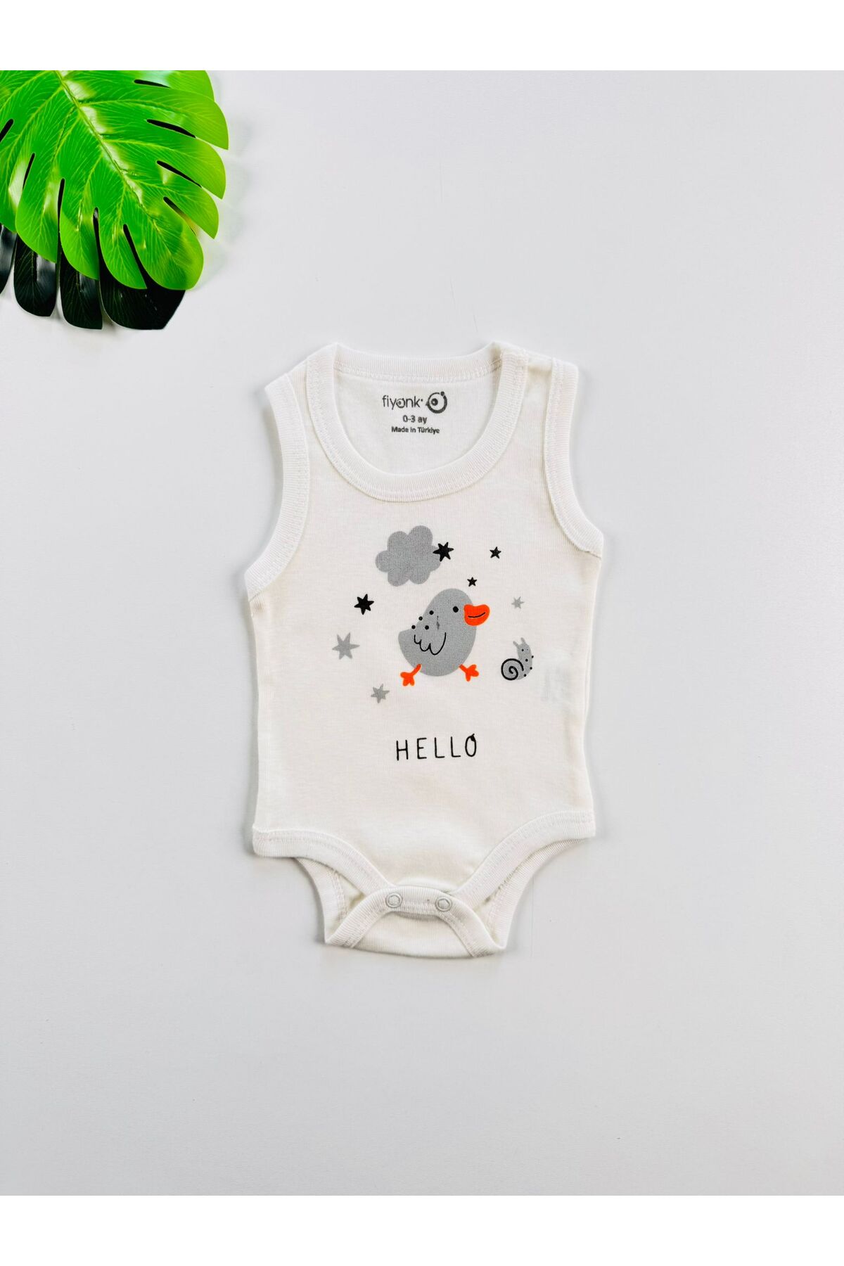EFU BABY 5'li Hello Kuş Desenli Pamuklu Bebek Atlet Body Zıbın fotoğrafı 3 (önizleme)