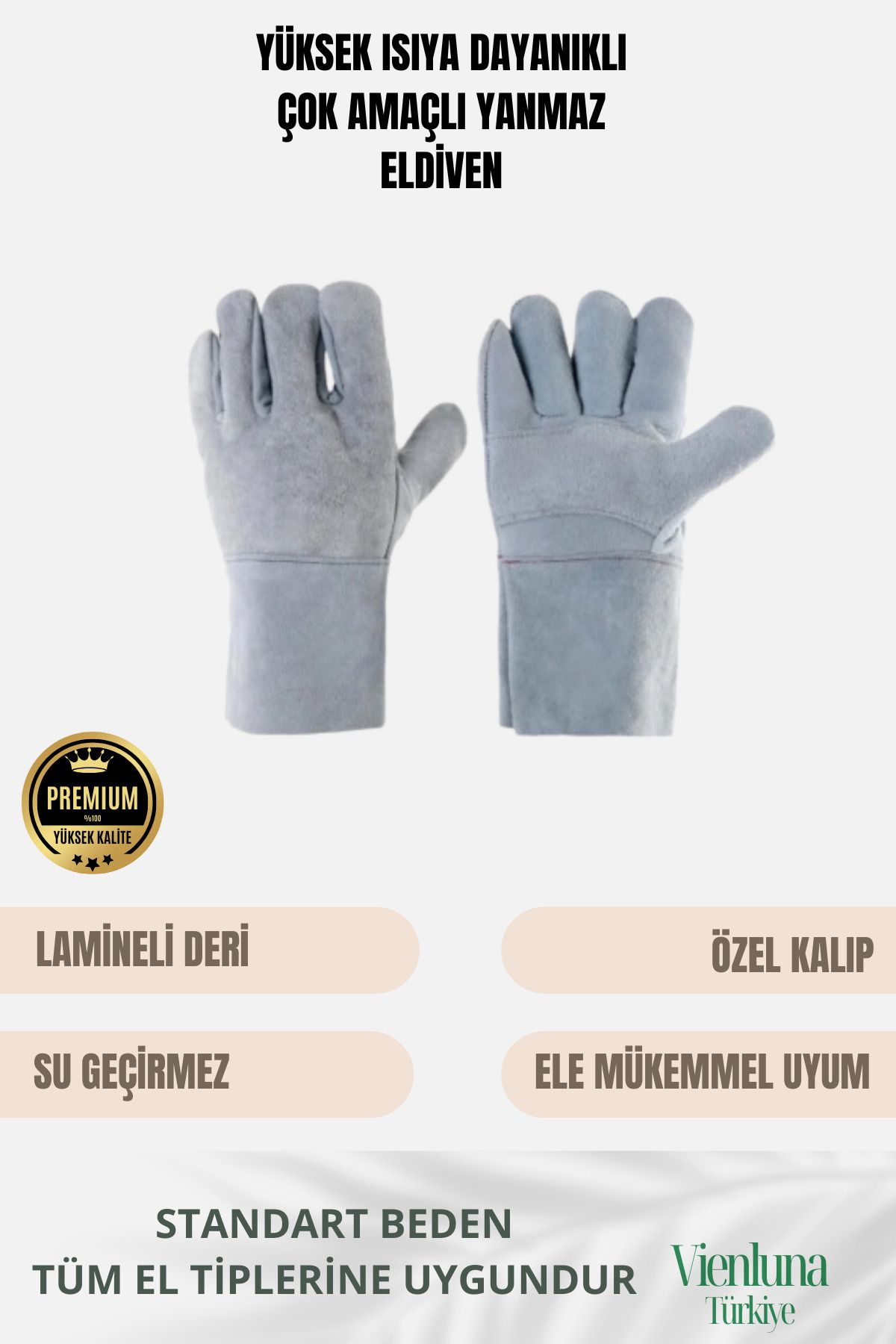 vienluna Premium Kalite Yüksek Isı Dayanımlı Kaynak Yangın Waterproof Çok Amaçlı Deri Eldiven