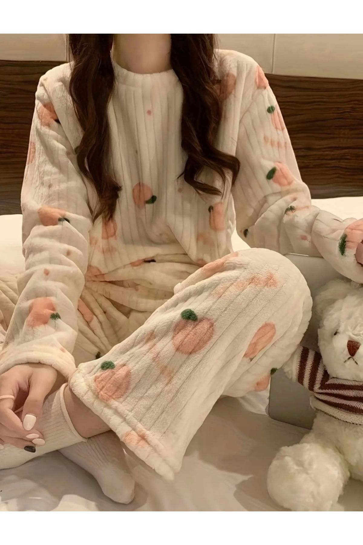 Clariss-Peach Print Pajama Set 1