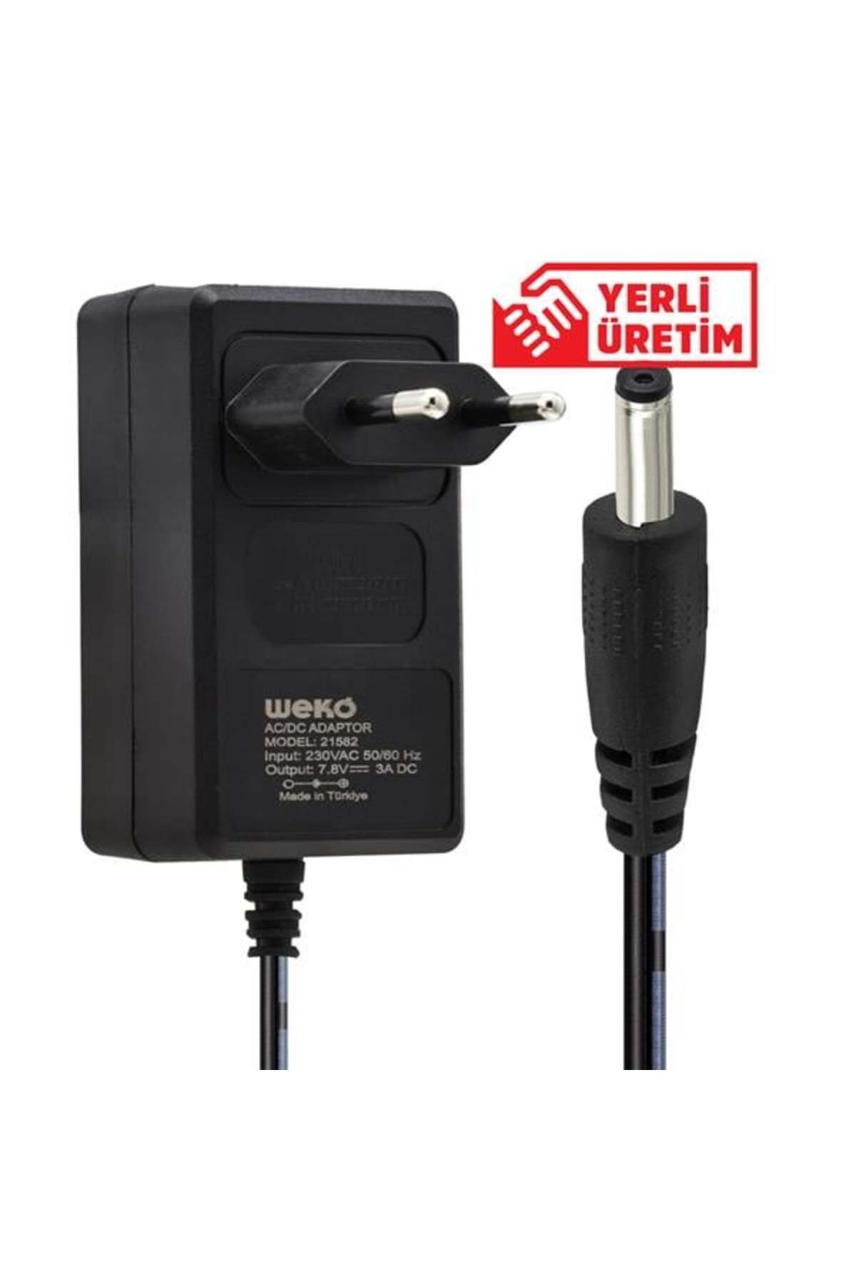 DENİZ 7.8 Volt - 3 Amper 3.5*1.35 Uçlu Yerli ÜretiM Ac PlastiK Yazar Kasa Adaptörü