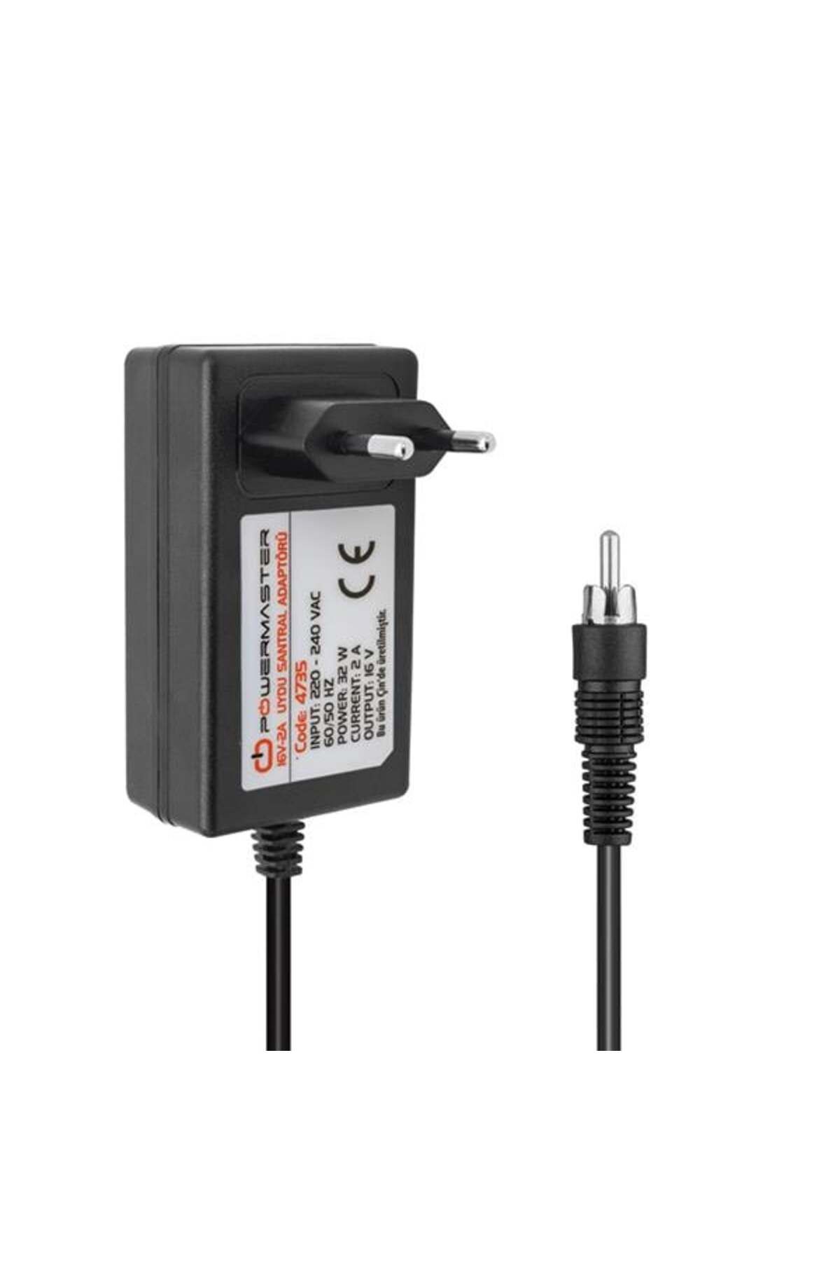 NZM TİCARET Power Pm-4735 16 Volt - 2 Amper Tos Fişli Rca Uçlu Priz Tipi Santral Adaptörü