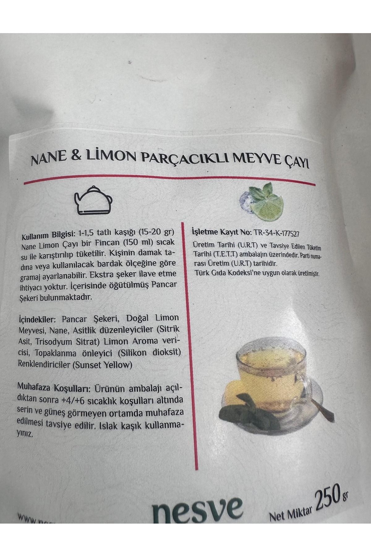 Neşve Nane Limon Parçacıklı Meyve Çayı