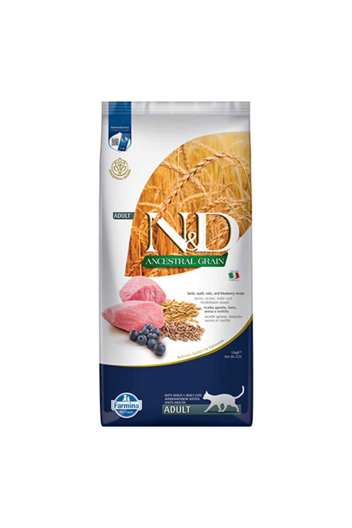 N&D Ancestral Grain Kuzulu Yaban Mersinli Düşük Tahıllı Yetişkin Kedi Maması 10 Kg