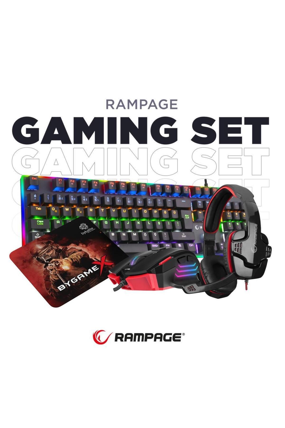 Rampage Bygame-k1 Mekanik Rgb Klv Sn-r9 Rgb Makrolu 4lü Oyuncu Seti