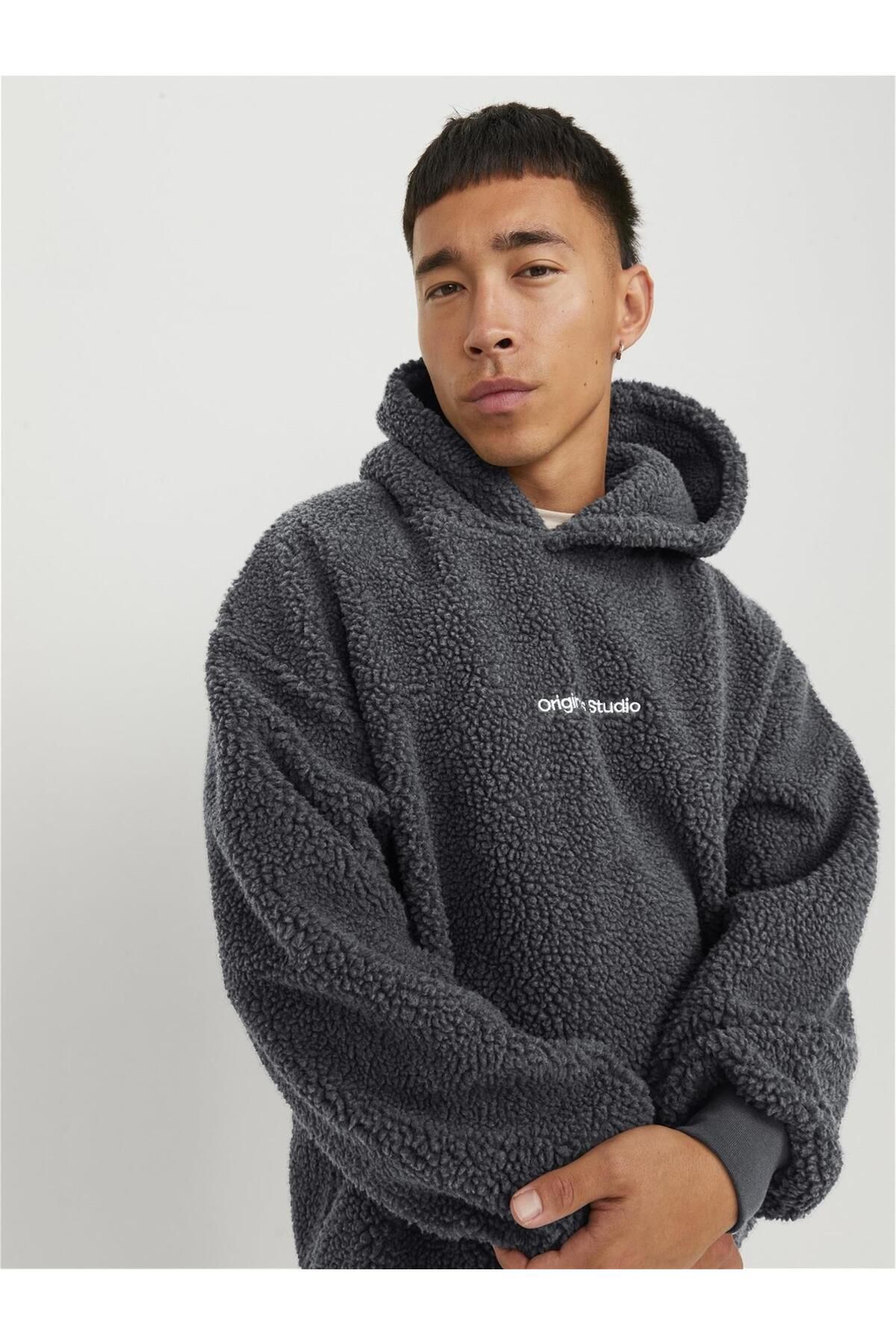 JORVESTERBRO TEDDY SWEAT HOOD SN آسفالت Jack & Jones