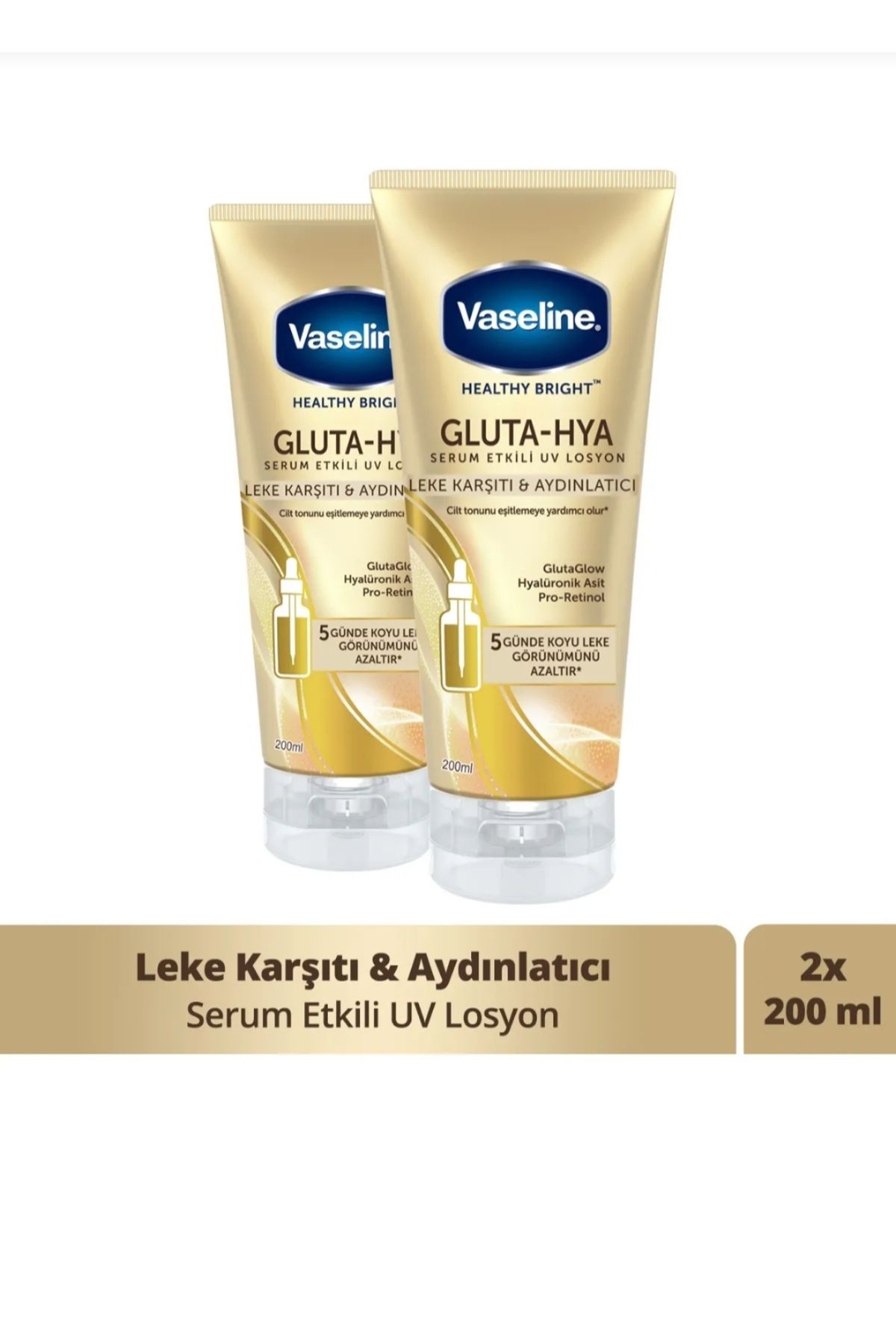 Vaseline Gluta Hya Serum Etkili UV Losyon Leke Karşıtı ve Aydınlatıcı 200 ml×2