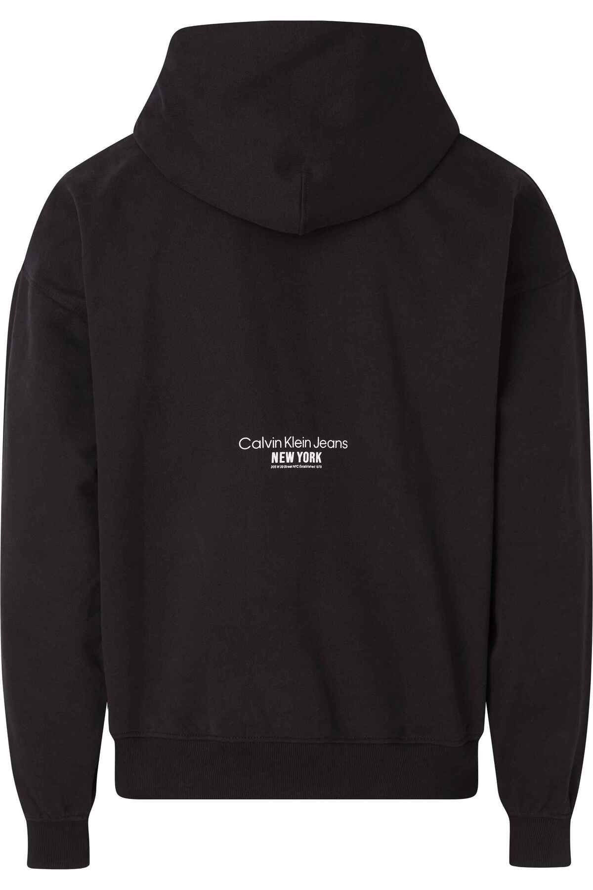 سویشرت مشکی مردانه حرکت کاپوت گرافیکی گل اورجینال Calvin Klein