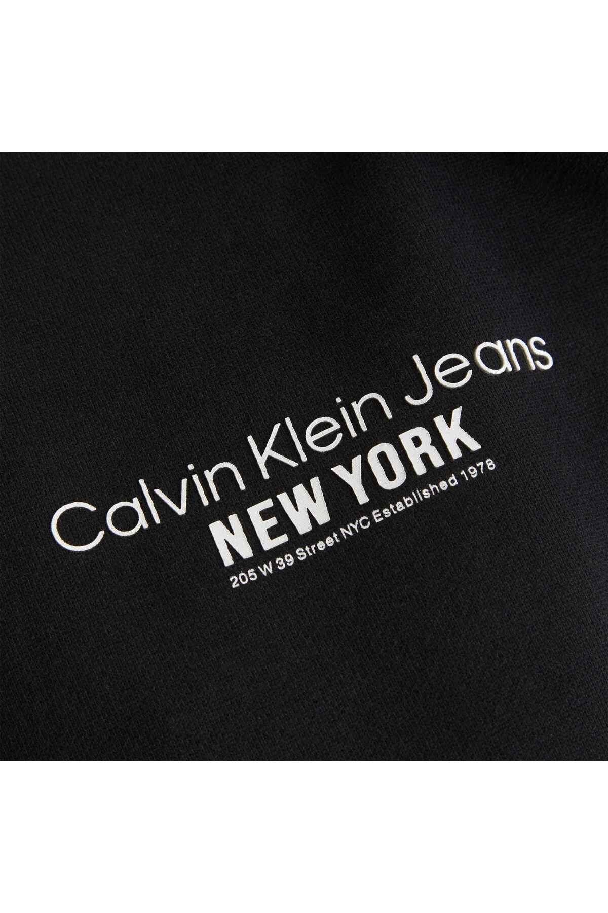 سویشرت مشکی مردانه حرکت کاپوت گرافیکی گل اورجینال Calvin Klein