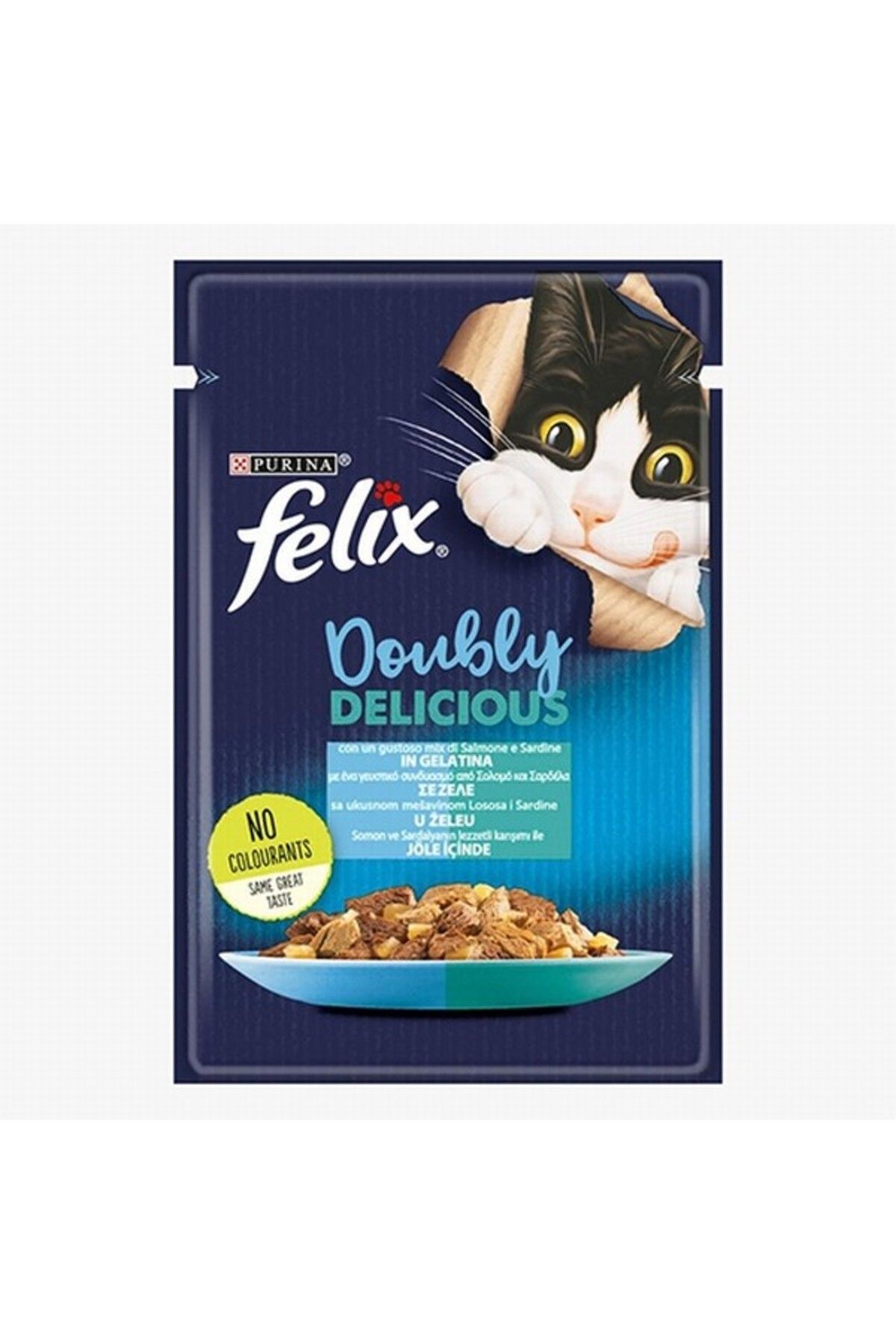 FELIX Pouch Çifte Lezzet Somonlu Ve Sardalyalı Yetişkin Kedi Konservesi 85 gr