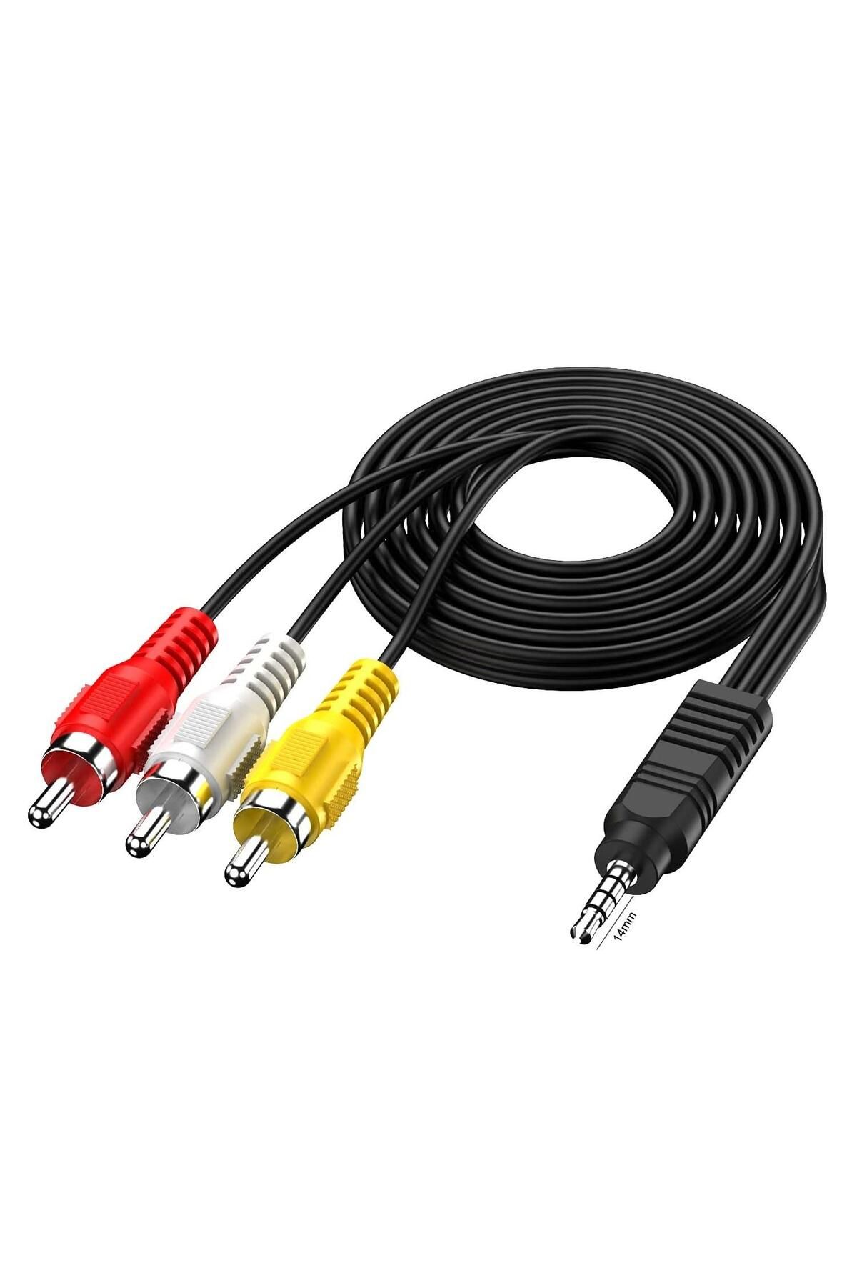 SH TICARET Av kablo 3 Rca To Aux 3.5mm 1 Metre (Tüplü Tvye Hd Uydu Bağlar)