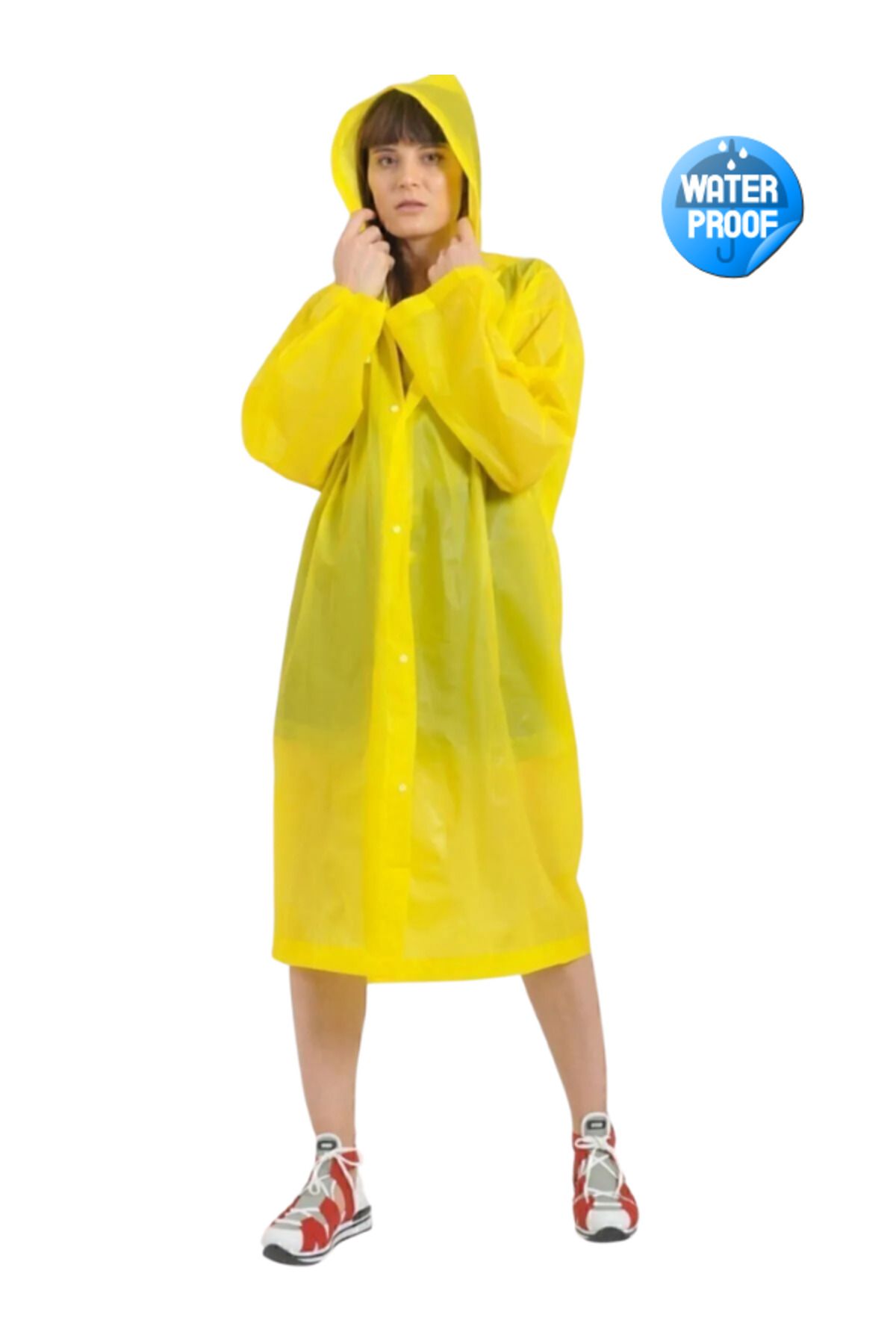 ERY İş Güvenliği-Waterproof Lightweight Eva Raincoat for Men and Women - with Hood and Snaps 3