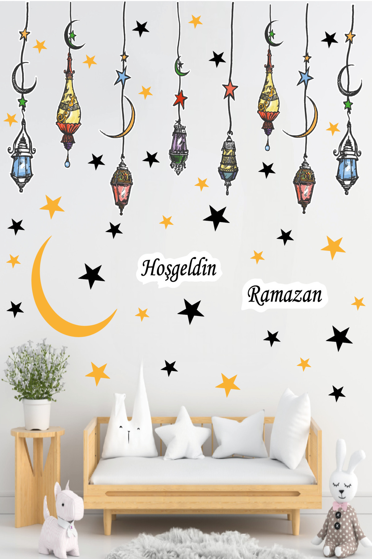 Hoşgeldin Ramazan Sticker Ramazan Süsü Cam Duvar Dekorasyon Sticker Seti