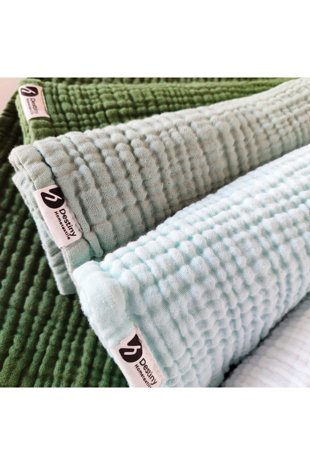 destinyhometex %100 Pamuklu 8 Kat Muslin Kumaş Üç Çıtçıtlı 4'lü Bebek Mama Önlüğü Ve Gaz Çıkarma Omuz Örtüsü Set fotoğrafı 3 (önizleme)
