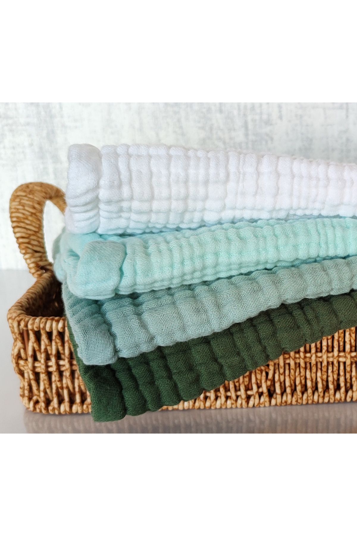 destinyhometex %100 Pamuklu 8 Kat Muslin Kumaş Üç Çıtçıtlı 4'lü Bebek Mama Önlüğü Ve Gaz Çıkarma Omuz Örtüsü Set fotoğrafı 4 (önizleme)