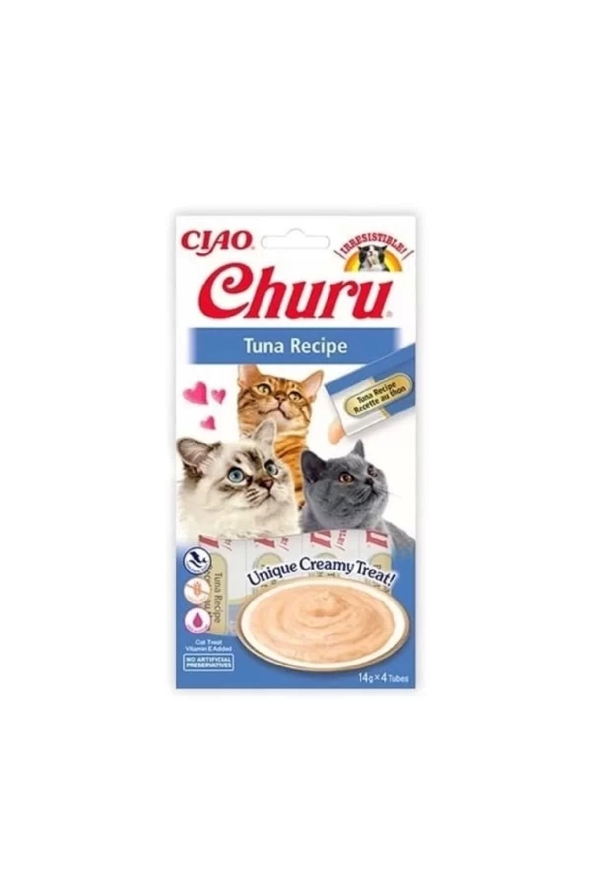 Inaba Ciao Churu Cream Ton Balıklı Sıvı Kedi Ödül Maması 14 gr 4 Adet