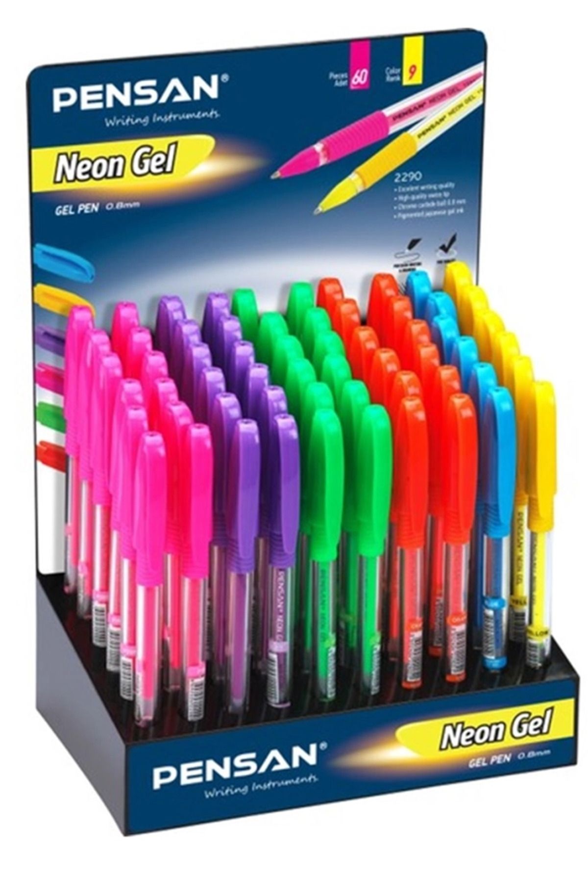 Heez Pensan Neon Jel Pvc Renkli 60 Lı Stand