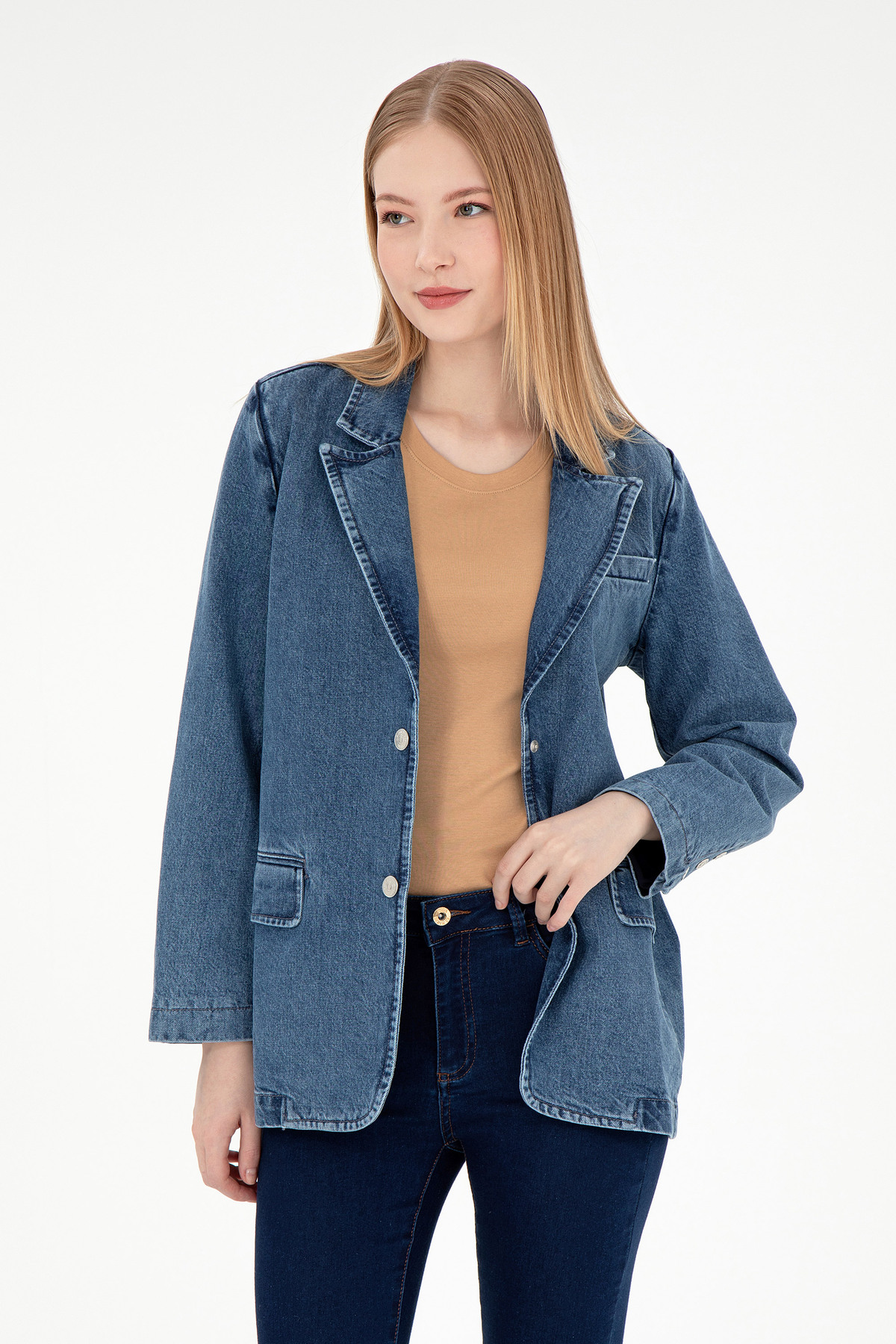 U.S. Polo Assn. Kadın Açık Mavi Jean Gömlek 50291133-DN0021
