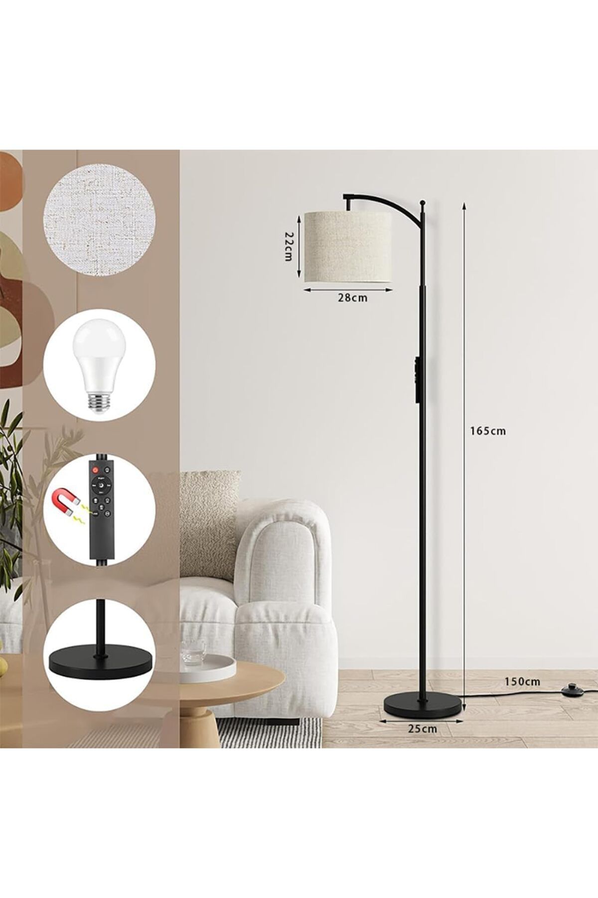 COOYA-Floor Lamp,smart Led With Remote Control,app Control,adjustable Lampshade,for Bedroom,living Room 4
