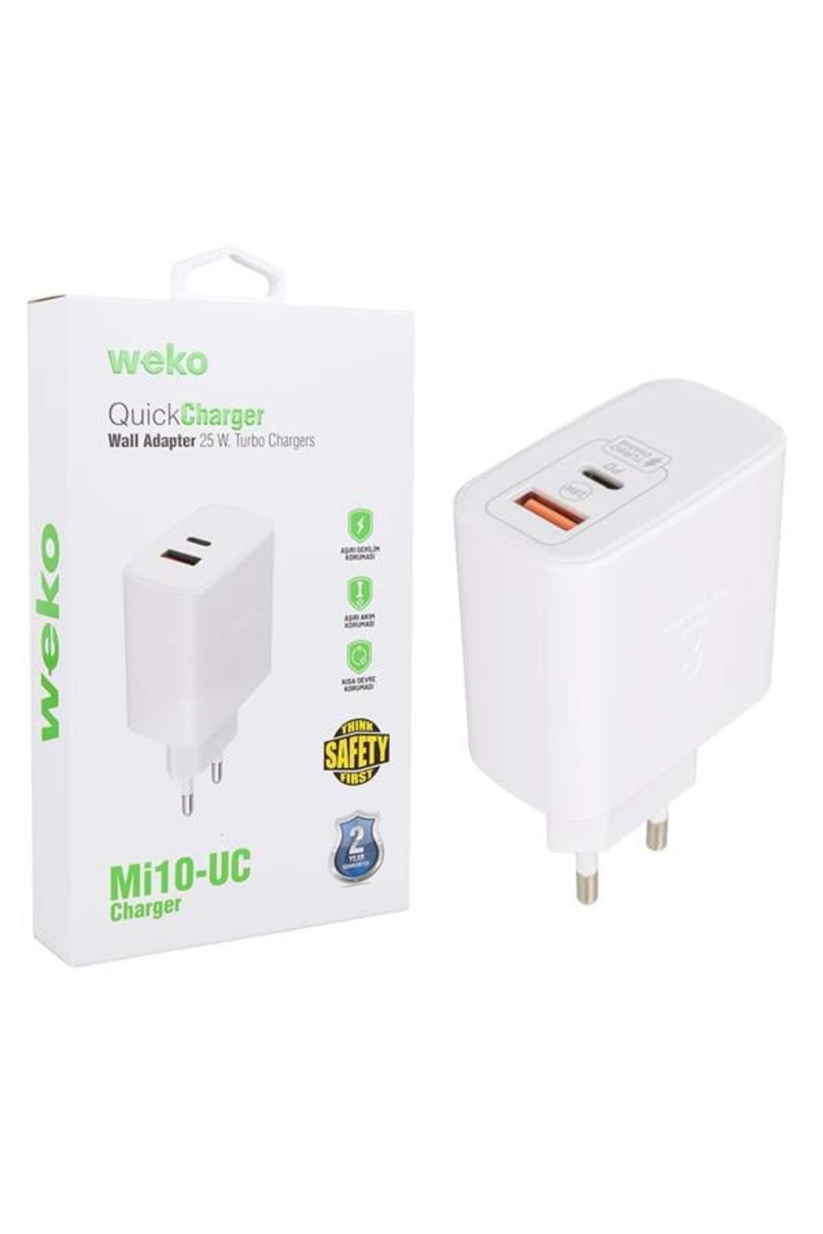 NZM TİCARET Wk-21446 Mi10-Uc 25 Watt 3.0 Amper Type-C + Usb Şarj Başlik Adaptörü